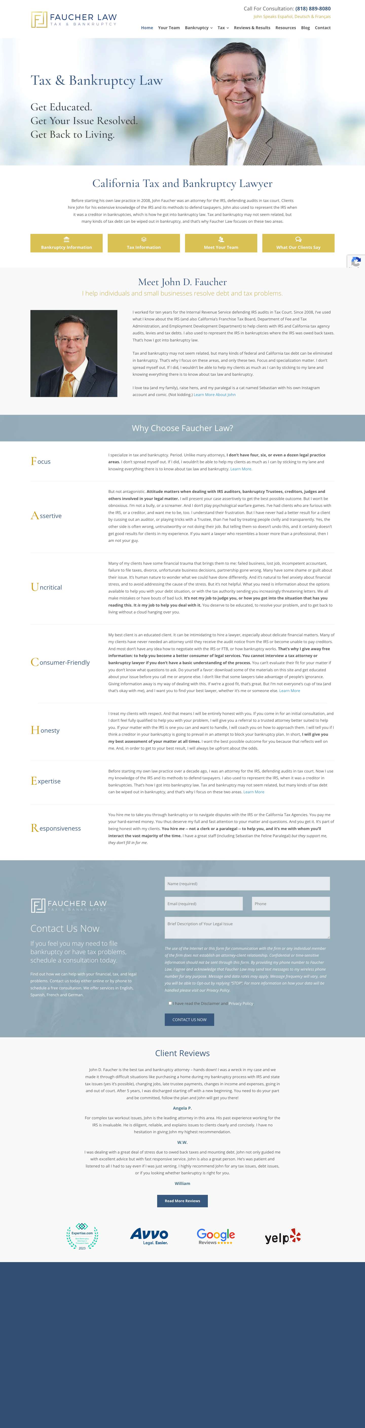 Faucher Law | Tax and Bankruptcy Specialists - Full Screenshot