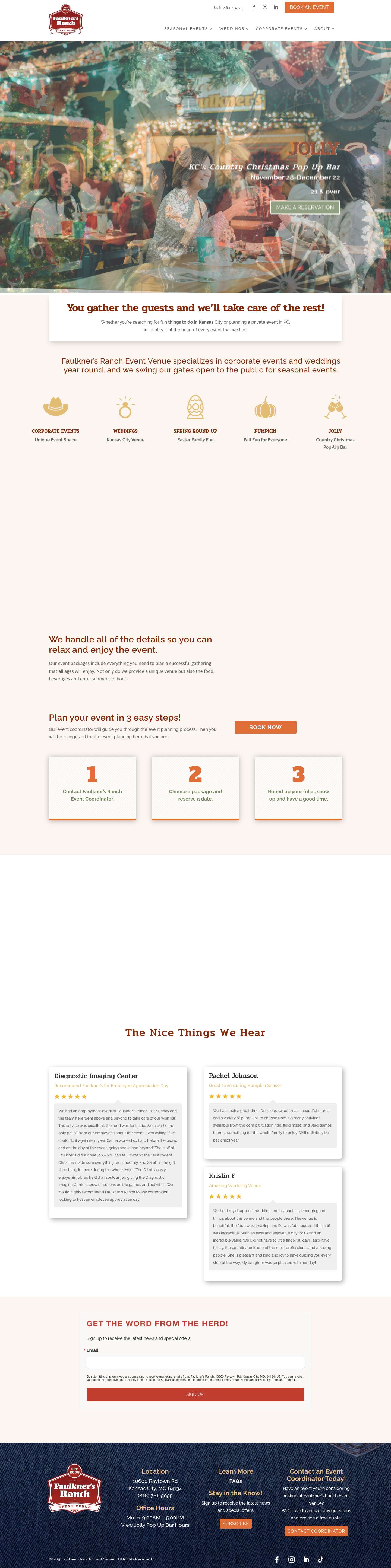 Corporate and Wedding Event Space Kansas City | Faulkner's Ranch Event Venue - Full Screenshot