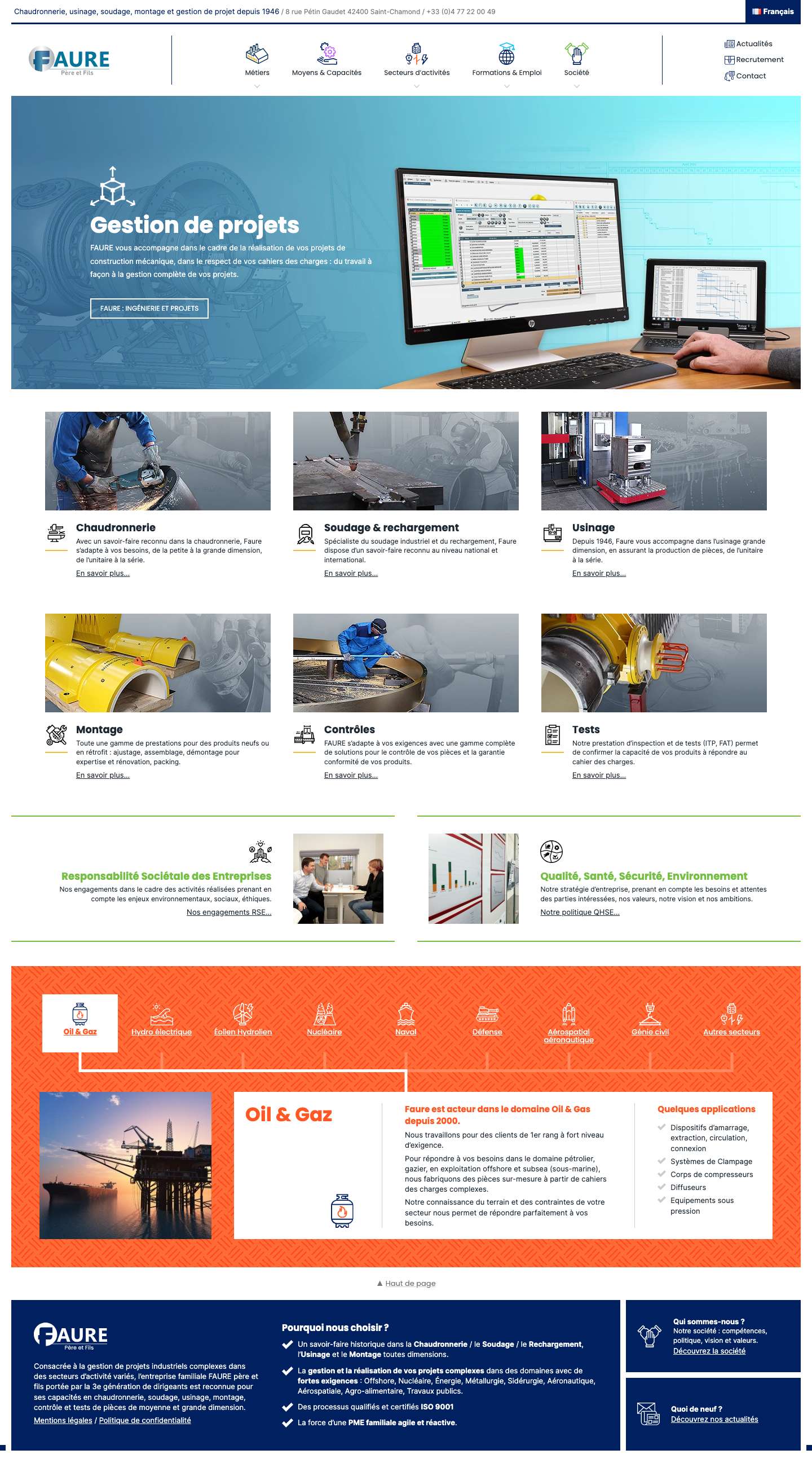 Faure SAS, Père et Fils • Chaudronnerie, usinage, soudage, montage et gestion de projet depuis 1946 - Full Screenshot