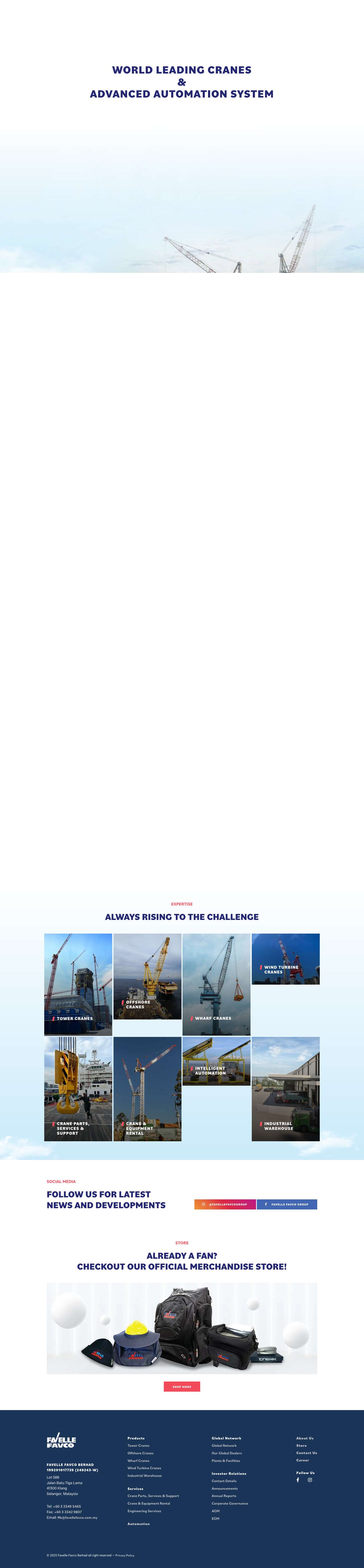 Favelle Favco - Crane Manufacturers, Rental Services & Support - Full Screenshot