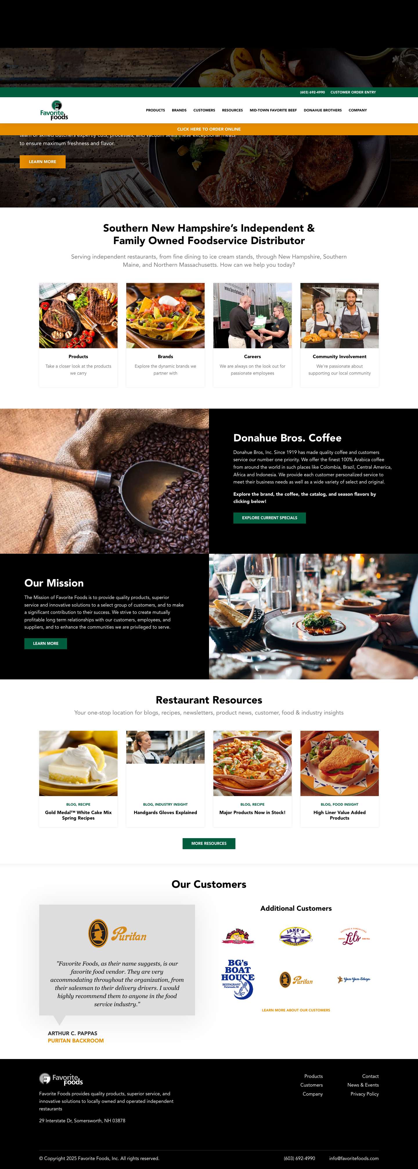 Independent & Family Owned Foodservice Distributor | Favorite Foods - Full Screenshot