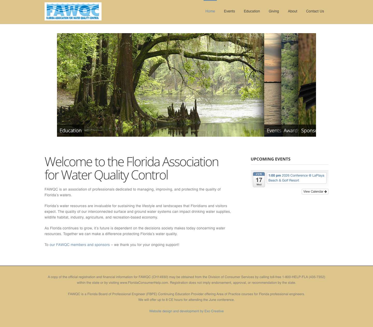 Florida Association for Water Quality Control | FAWQC - Full Screenshot