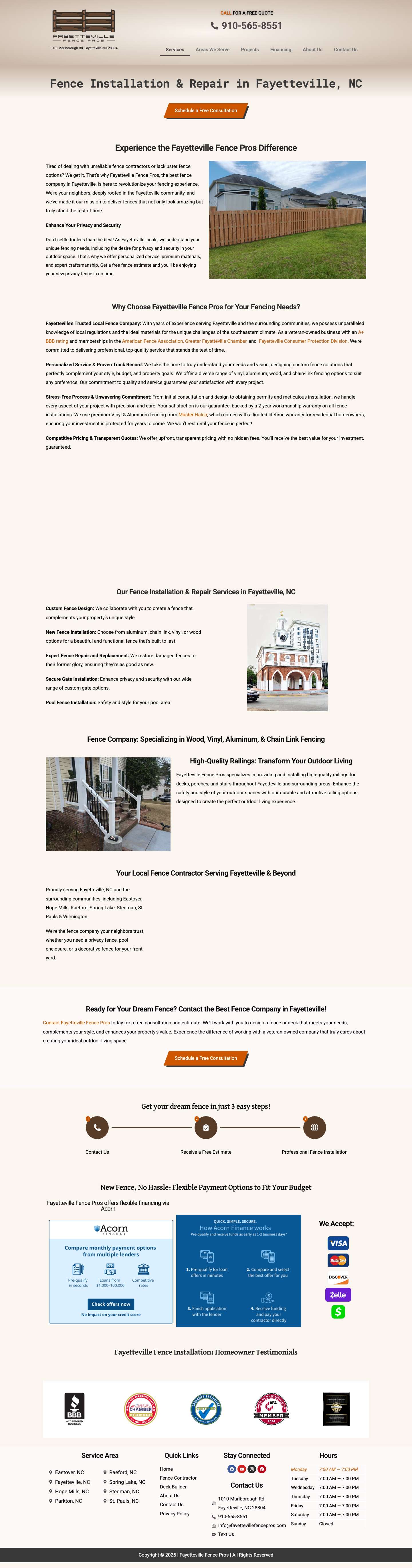 Fence Company In Fayetteville, NC | Free Estimates •office-addressemail-symbol - Full Screenshot