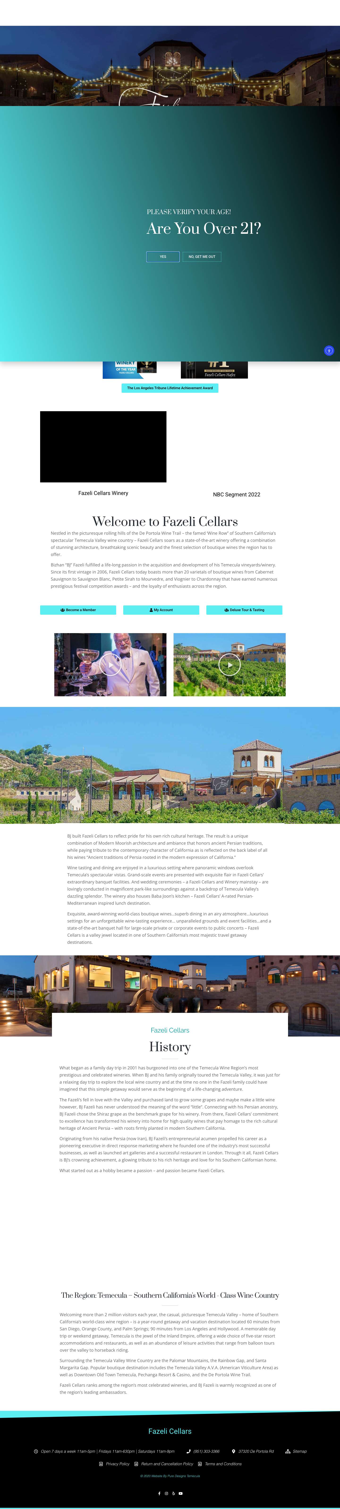 Fazeli Cellars Winery,Temecula,CA,Food,Events,Liquor License - Full Screenshot