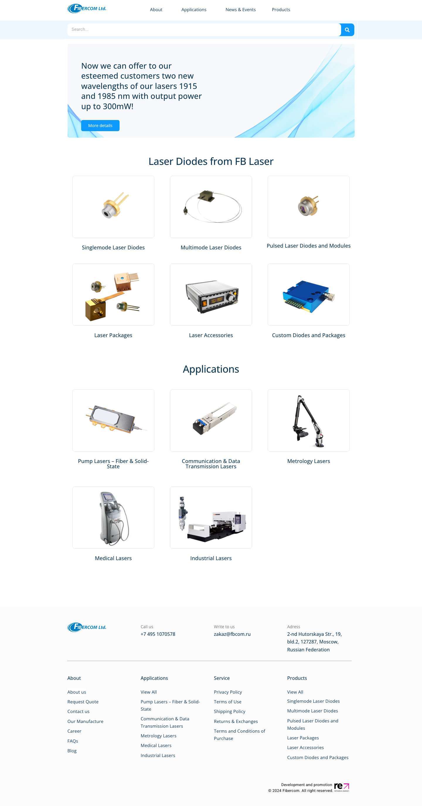 Buy Laser Diodes Online | Reliable Diode Laser Supplier FB-Laser - Full Screenshot