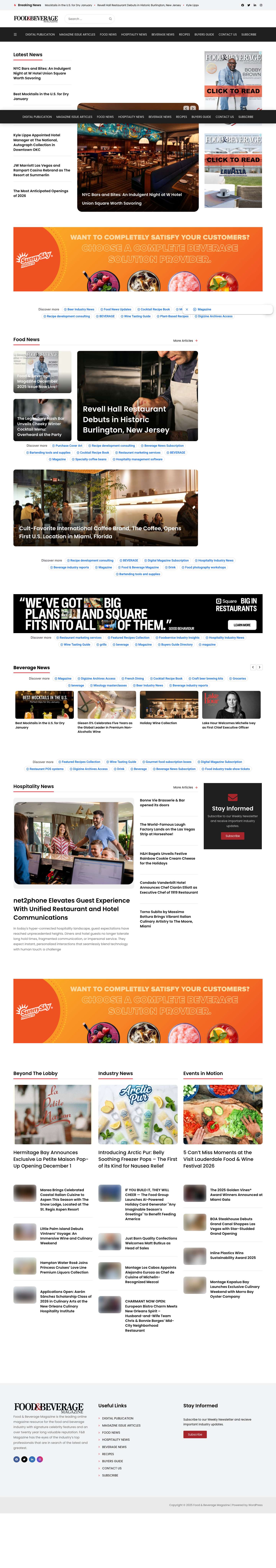 Food and Beverage Magazine - The premiere hospitality destination - Full Screenshot