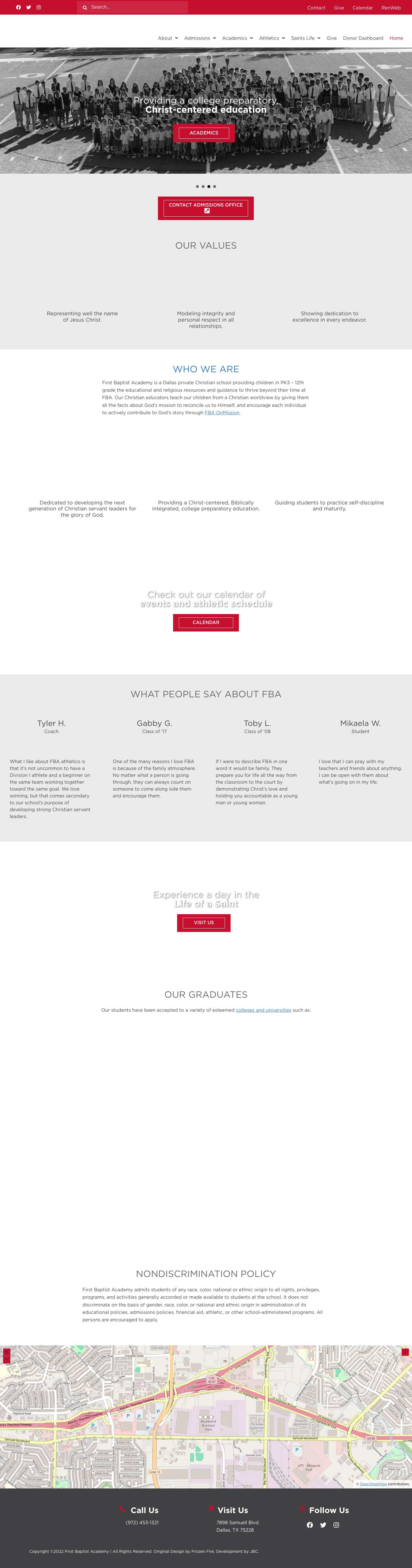 Private Christian School | First Baptist Academy in Dallas, TX - Full Screenshot