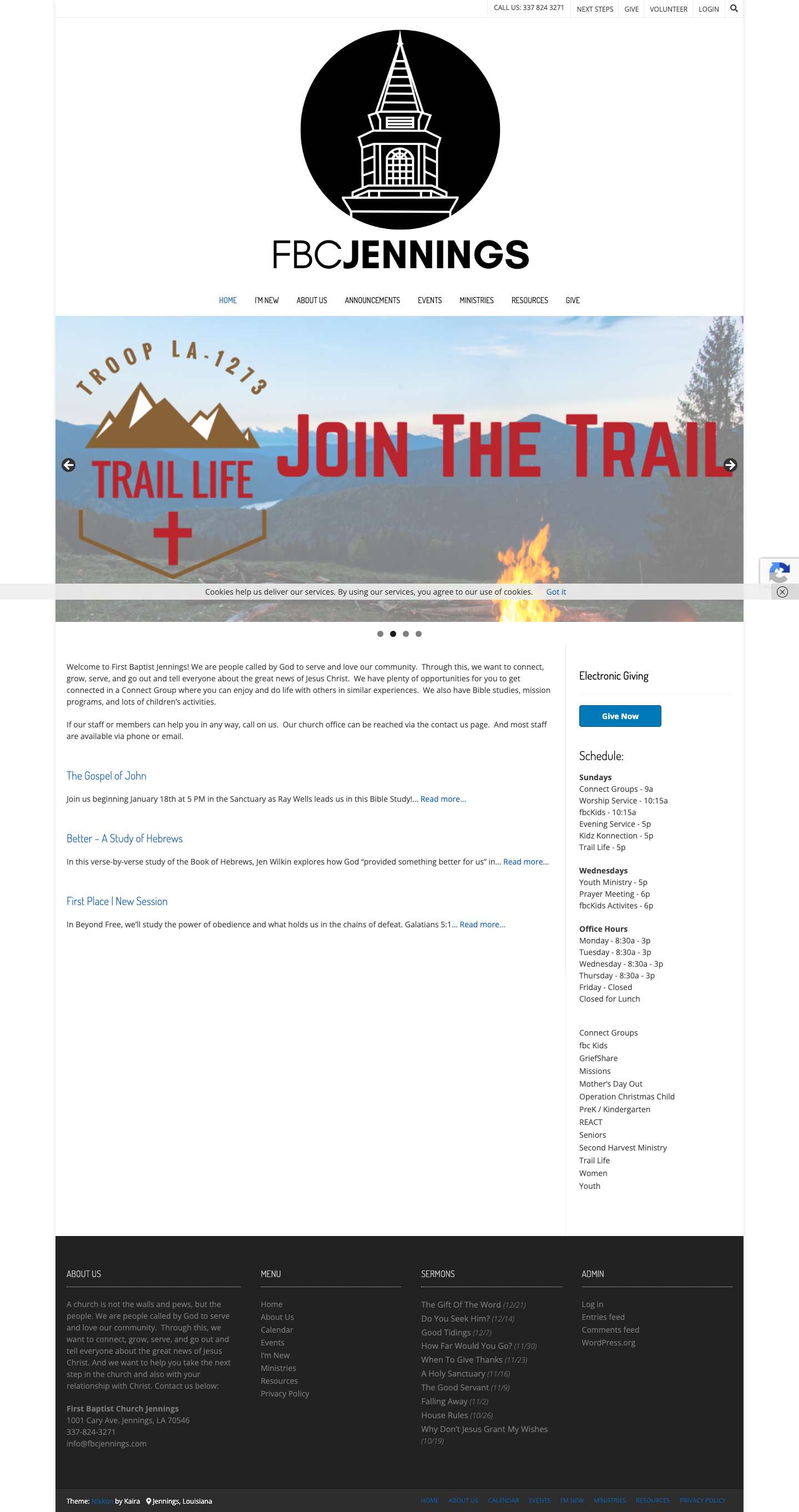 fbcJennings – connect. grow. serve. go. - Full Screenshot