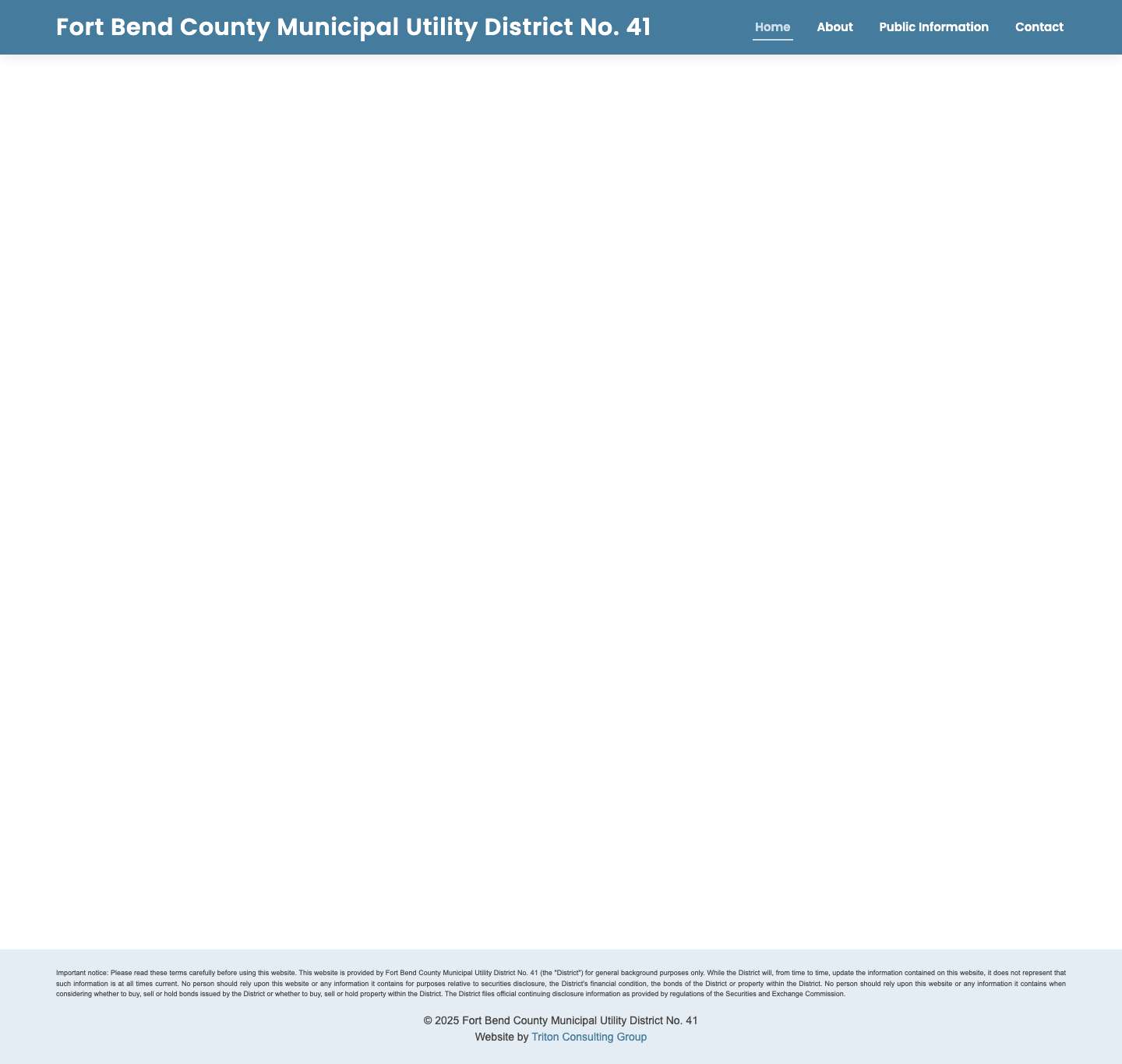 Home - Fort Bend County Municipal Utility District No. 41 - Full Screenshot