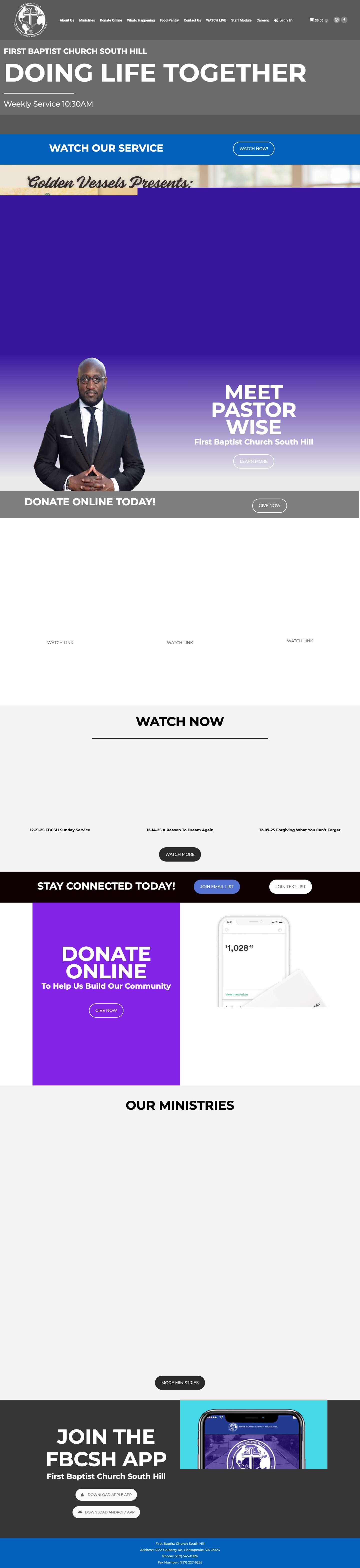 Home | First Baptist Church South Hill - Full Screenshot