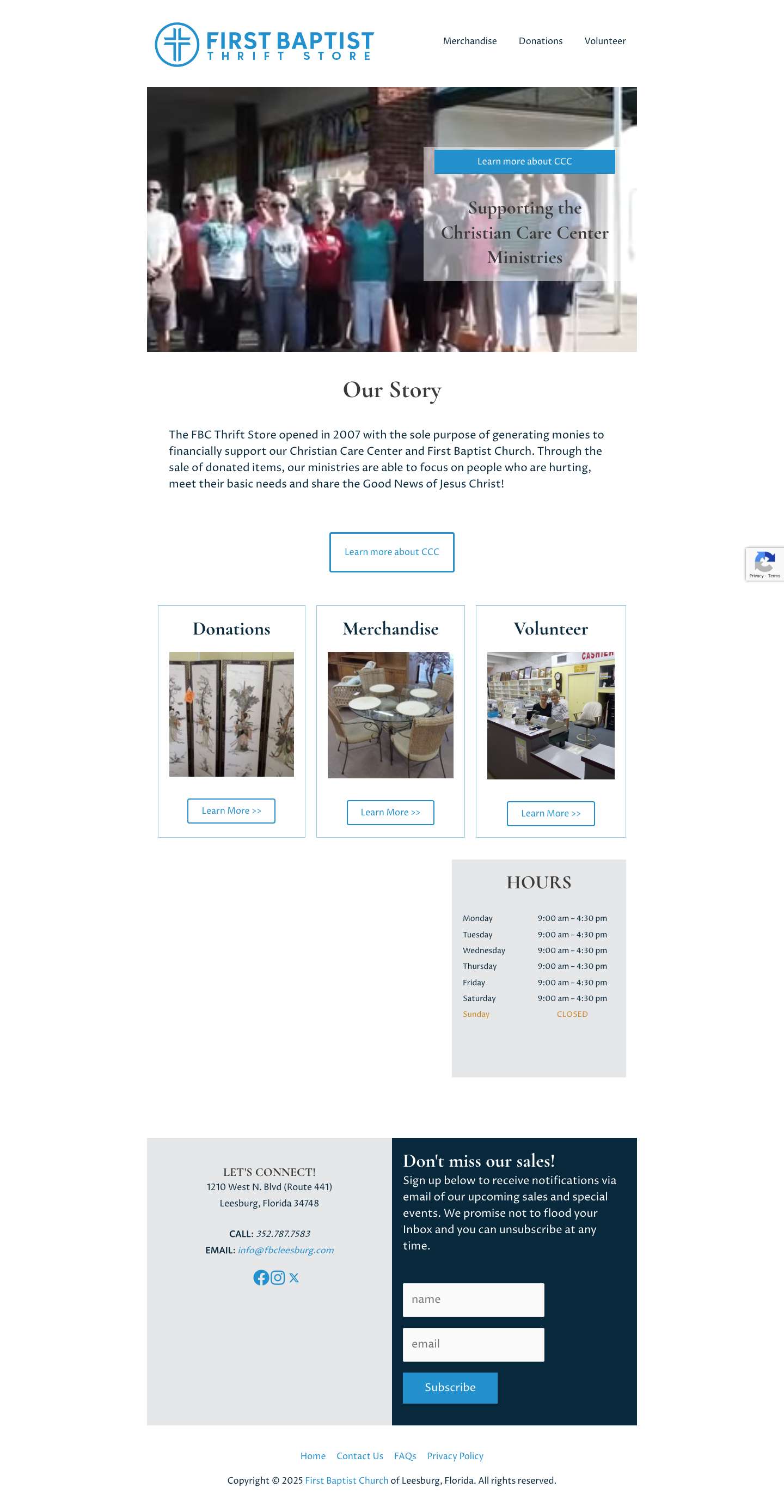 First Baptist Church of Leesburg Thrift Store - Full Screenshot