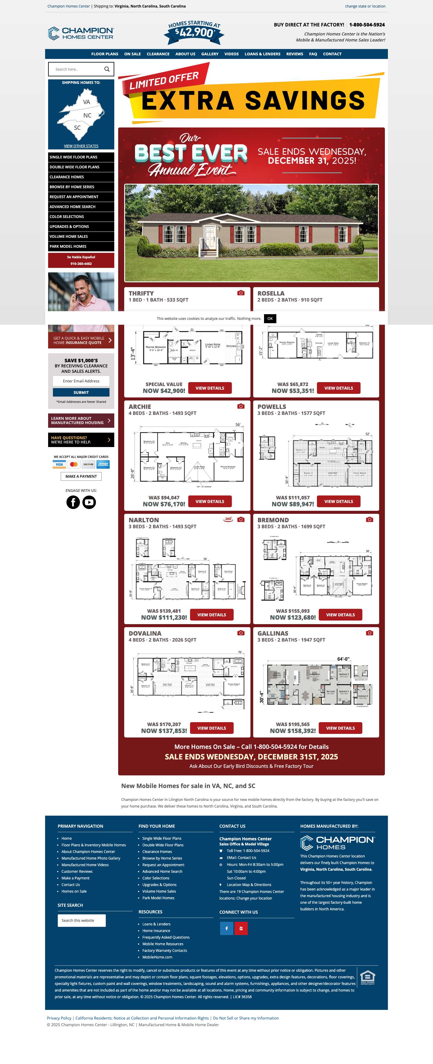New Factory Direct Mobile Homes for Sale from $42,900 - Full Screenshot
