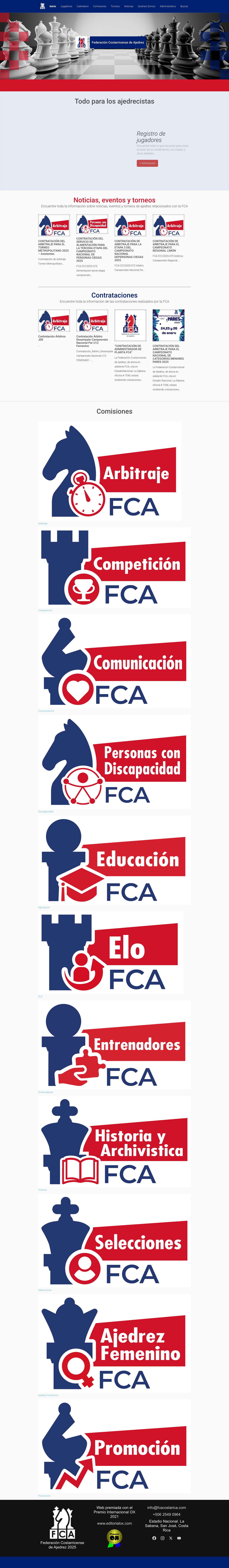 FCA Costa Rica | Federación Costarricense de Ajedrez - Full Screenshot