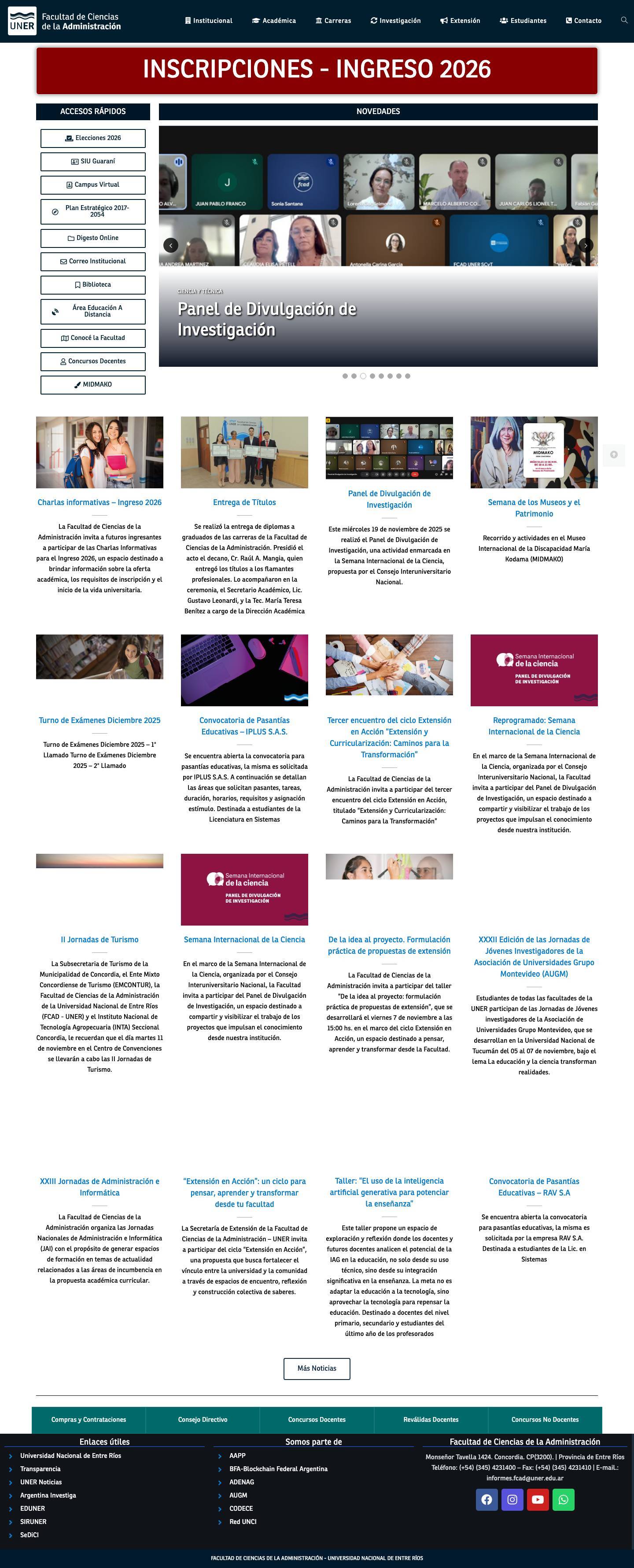 Facultad de Ciencias de la Administración - Full Screenshot