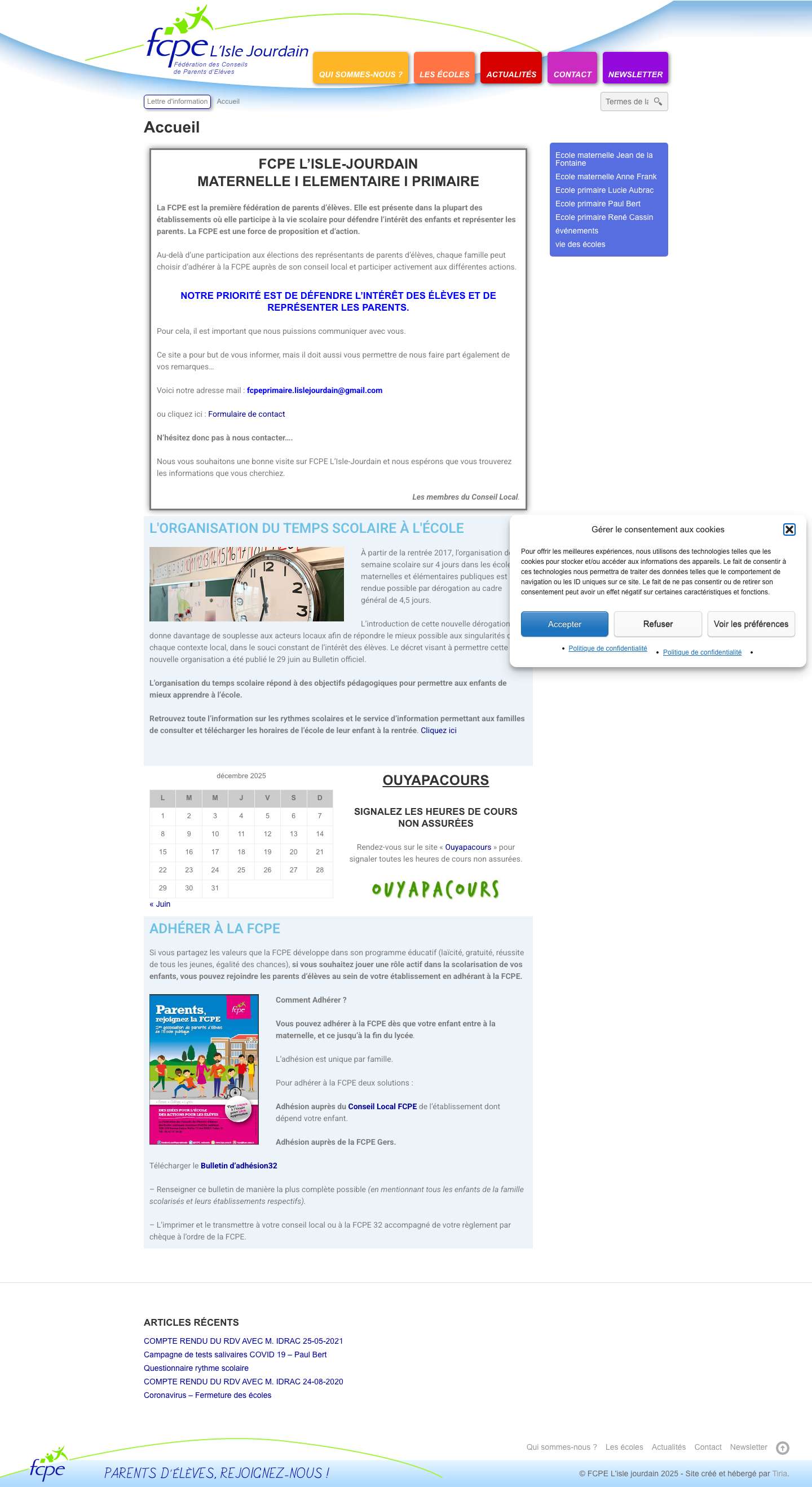 FCPE L'ISLE-JOURDAIN - MATERNELLE I ELEMENTAIRE I PRIMAIRE - Full Screenshot