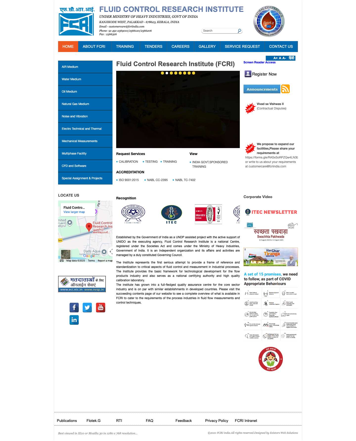 Fluid Control Research Institute -FCRI India - Full Screenshot