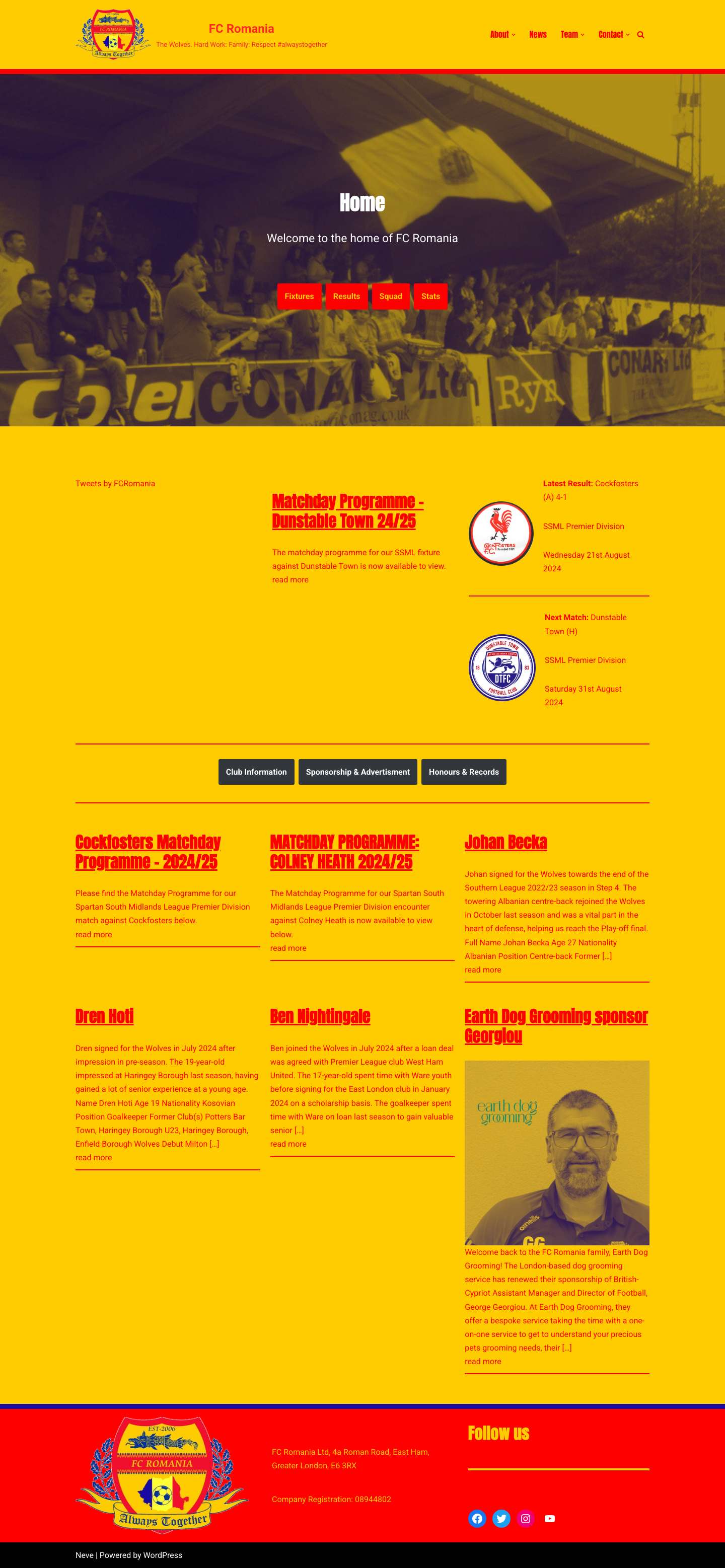 Home - FC Romania - Full Screenshot