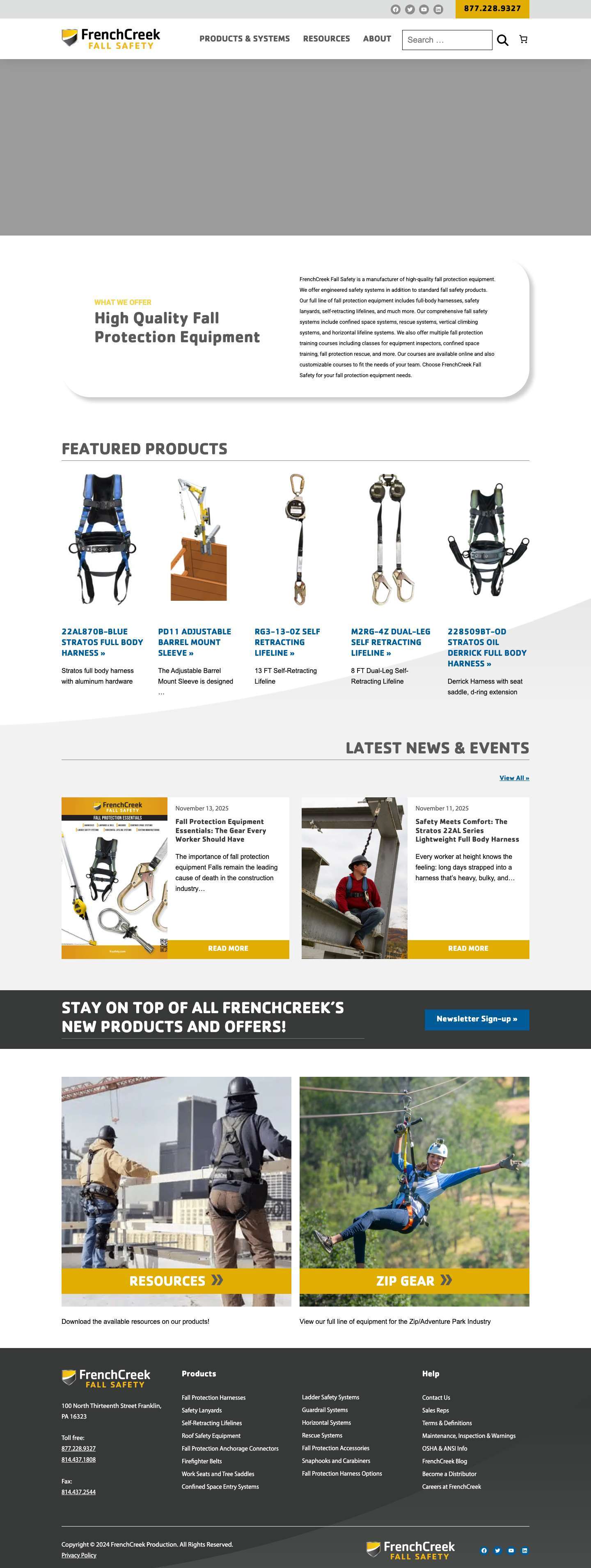 Fall Protection Equipment - FrenchCreek Fall Safety - Full Screenshot