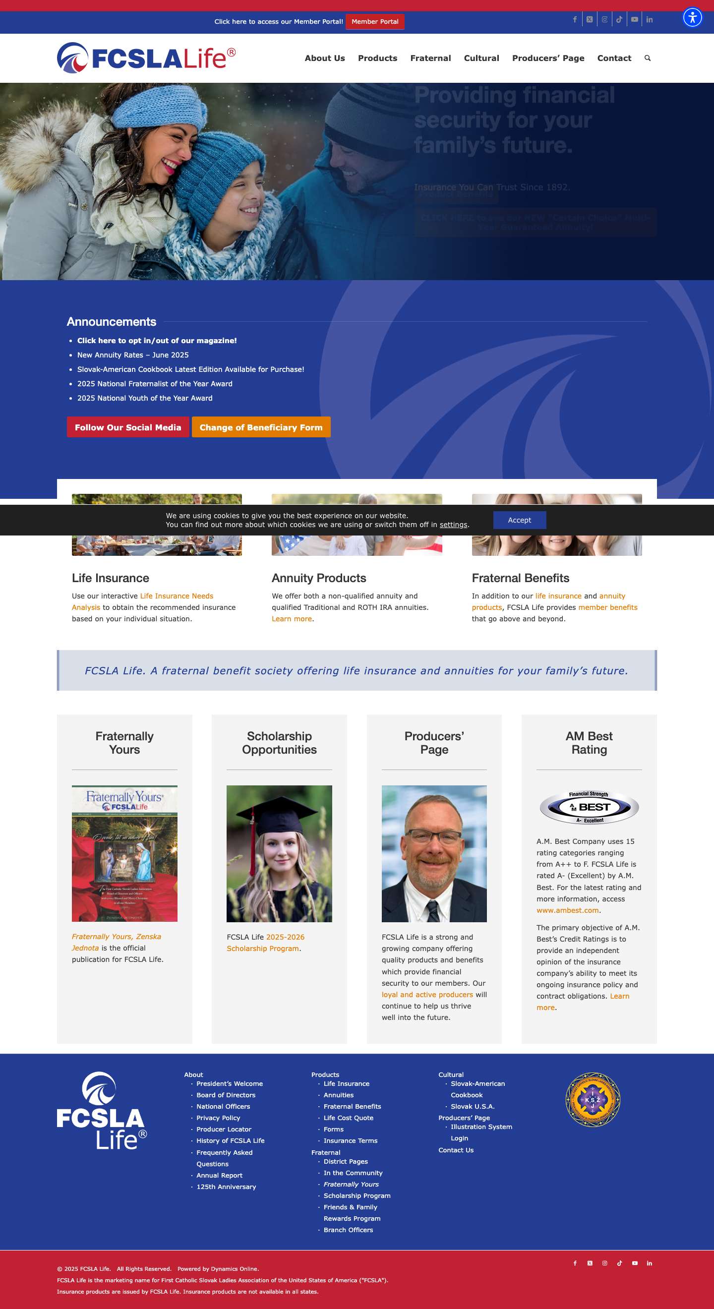 FCSLA Life - Life Insurance and Annuities - Providing life insurance and annuities - financial security for your family’s future.Link to FacebookLink to XLink to InstagramLink to TikTokLink to YoutubeLink to LinkedInClick to open the search input fieldPreviousNextPreviousNextLink to FacebookLink to XLink to InstagramLink to TikTokLink to YoutubeLink to LinkedInScroll to top - Full Screenshot