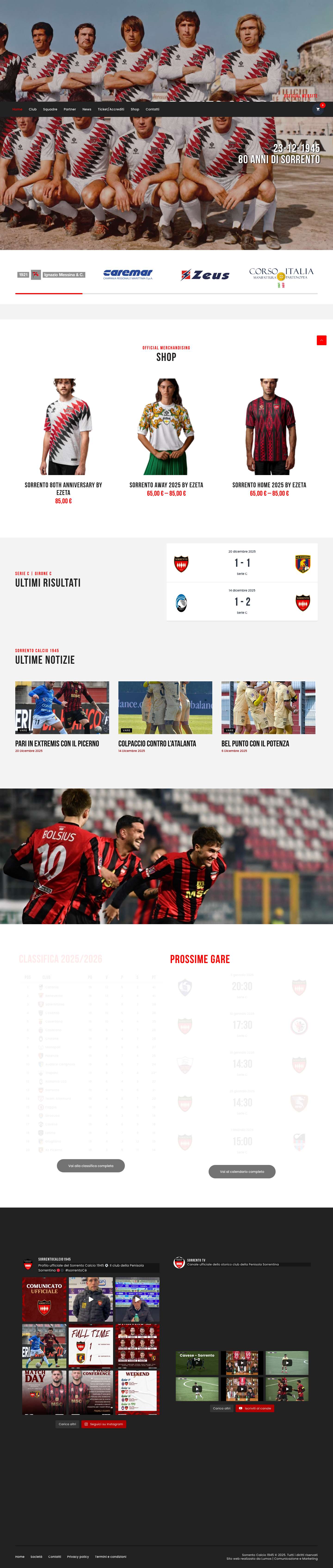 Sorrento Calcio 1945 – Il Club della Penisola Sorrentina - Full Screenshot