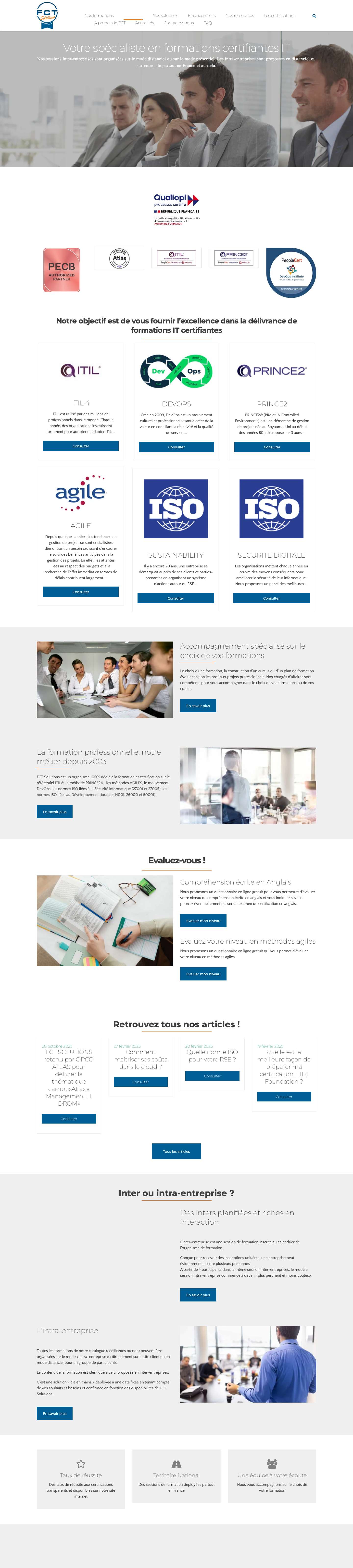 Votre spécialiste en formation et certification IT - FCT Solutions - Formations certifiantes IT - Full Screenshot