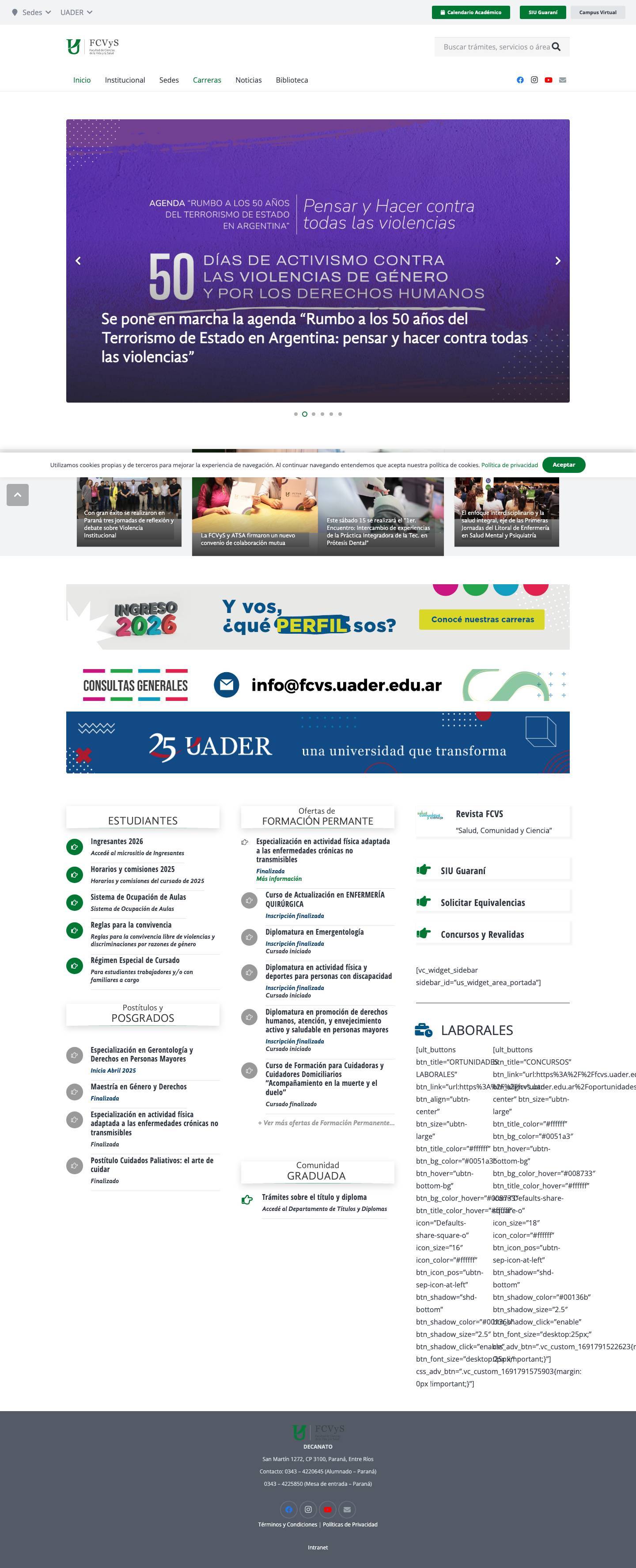Facultad de Ciencias de la Vida y la Salud – Hacia una formación con perspectiva de derechos - Full Screenshot