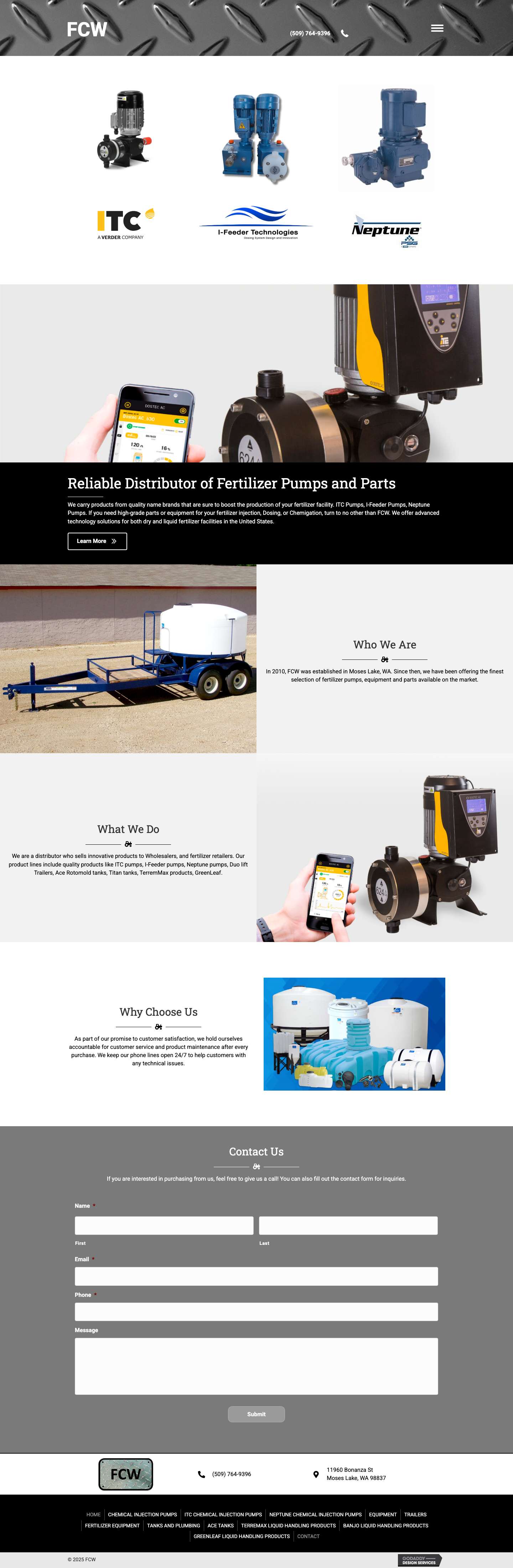 Home - High Grade Fertilizer Equipment and Parts - FCW - Full Screenshot