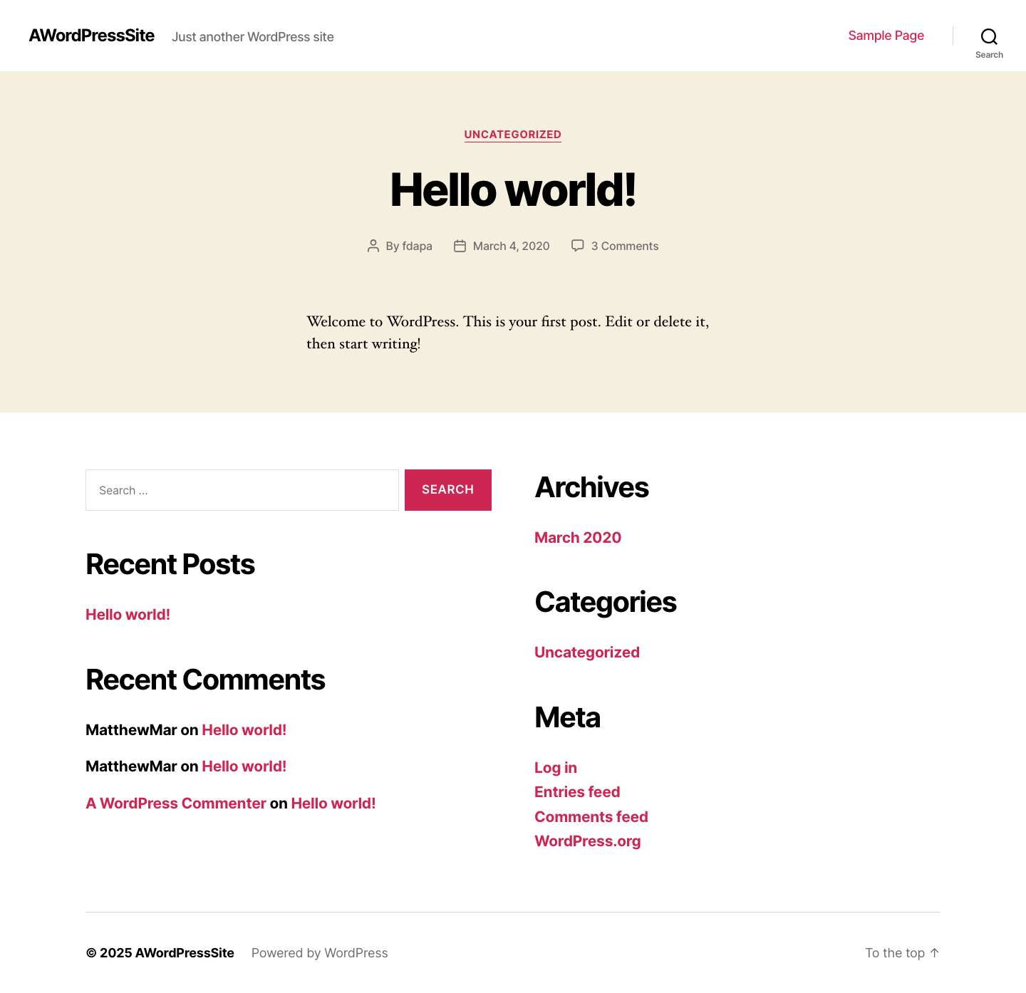 AWordPressSite - Just another WordPress site - Full Screenshot