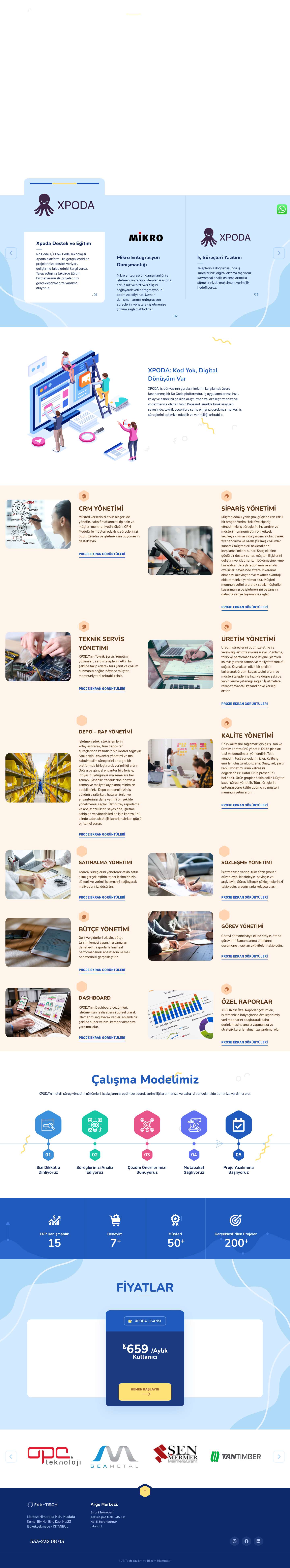 Anasayfa - No-Code & Low-Code İle Çözümler - Fdb-tech Yazılım Hizmetleri - Full Screenshot