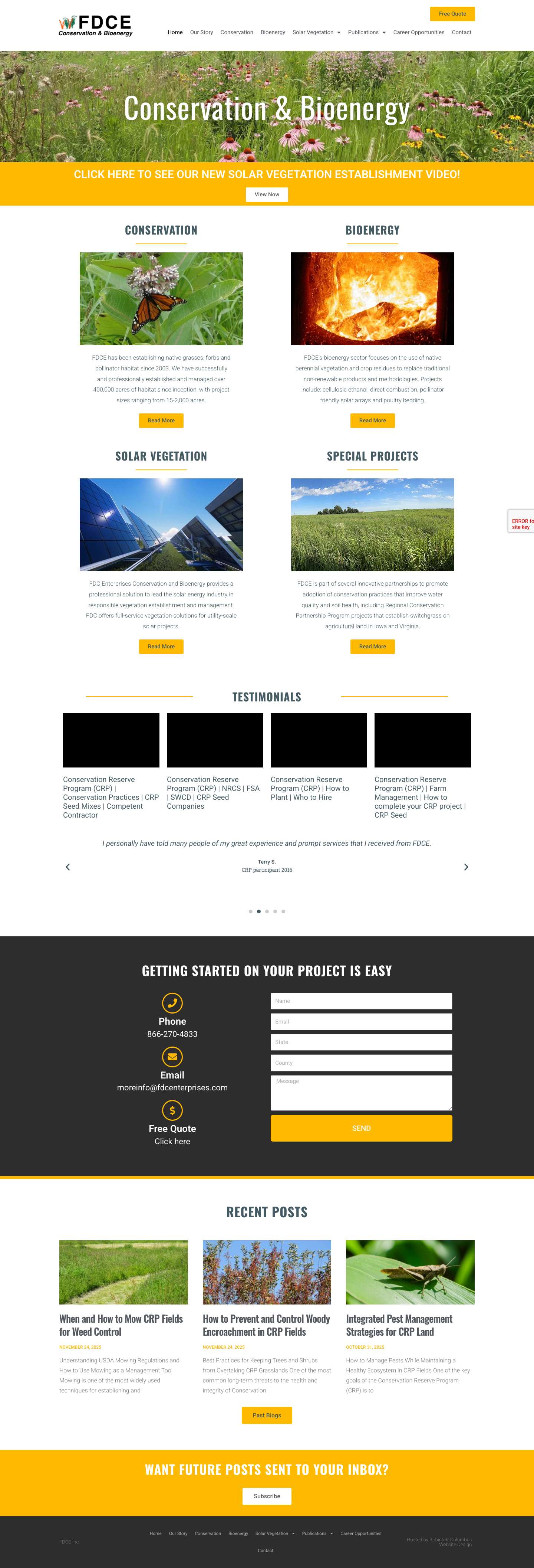 FDCE Inc. - Conservation, Bioenergy & Solar Vegetation - Full Screenshot