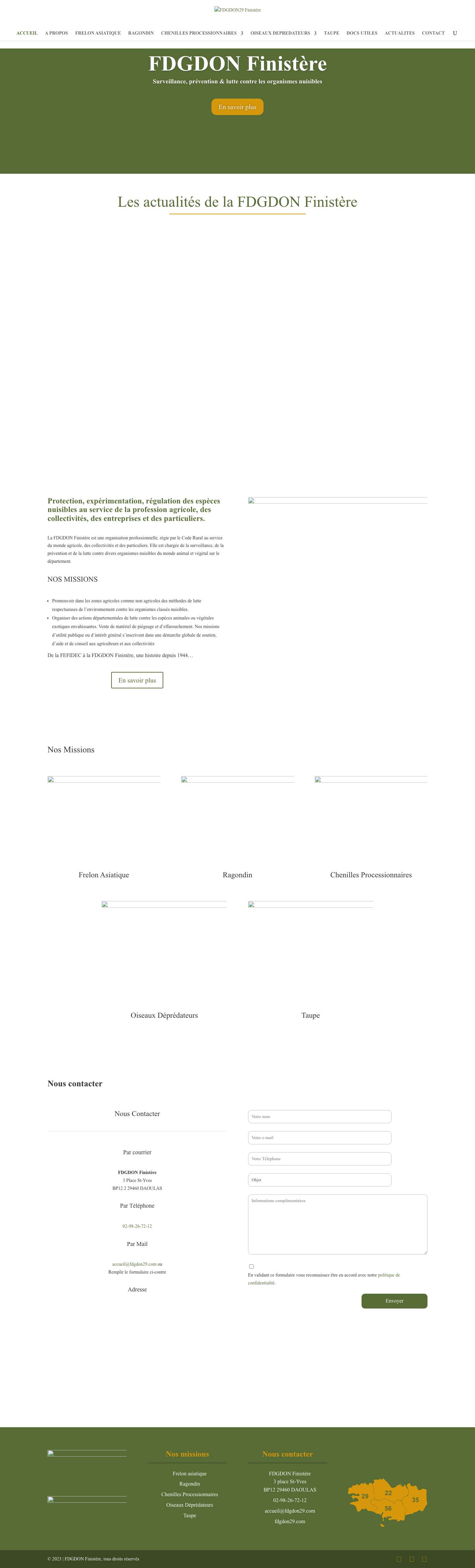 FDGDON29 Finistère - Surveillance, Prévention & Lutte contre divers organismes nuisibles - Full Screenshot