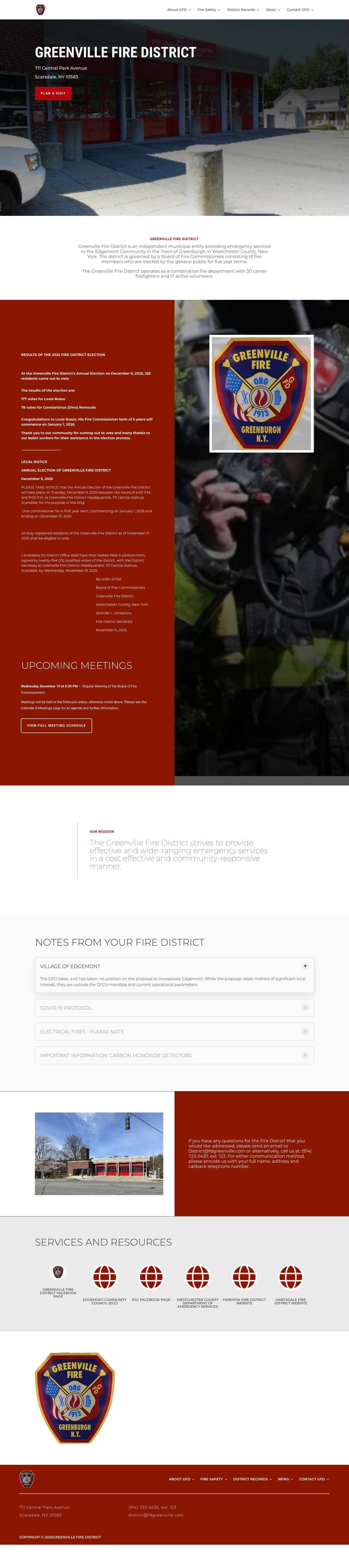 Greenville Fire District | 711 Central Park Avenue, Scarsdale, NY 10583 - Full Screenshot