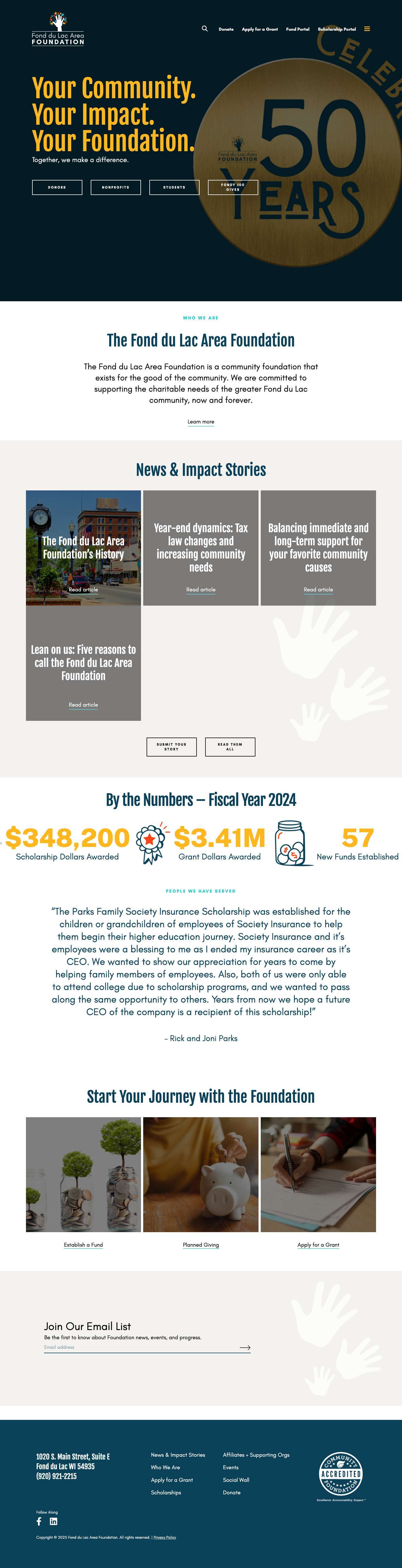 Home - Fond du Lac Area Foundation - Full Screenshot