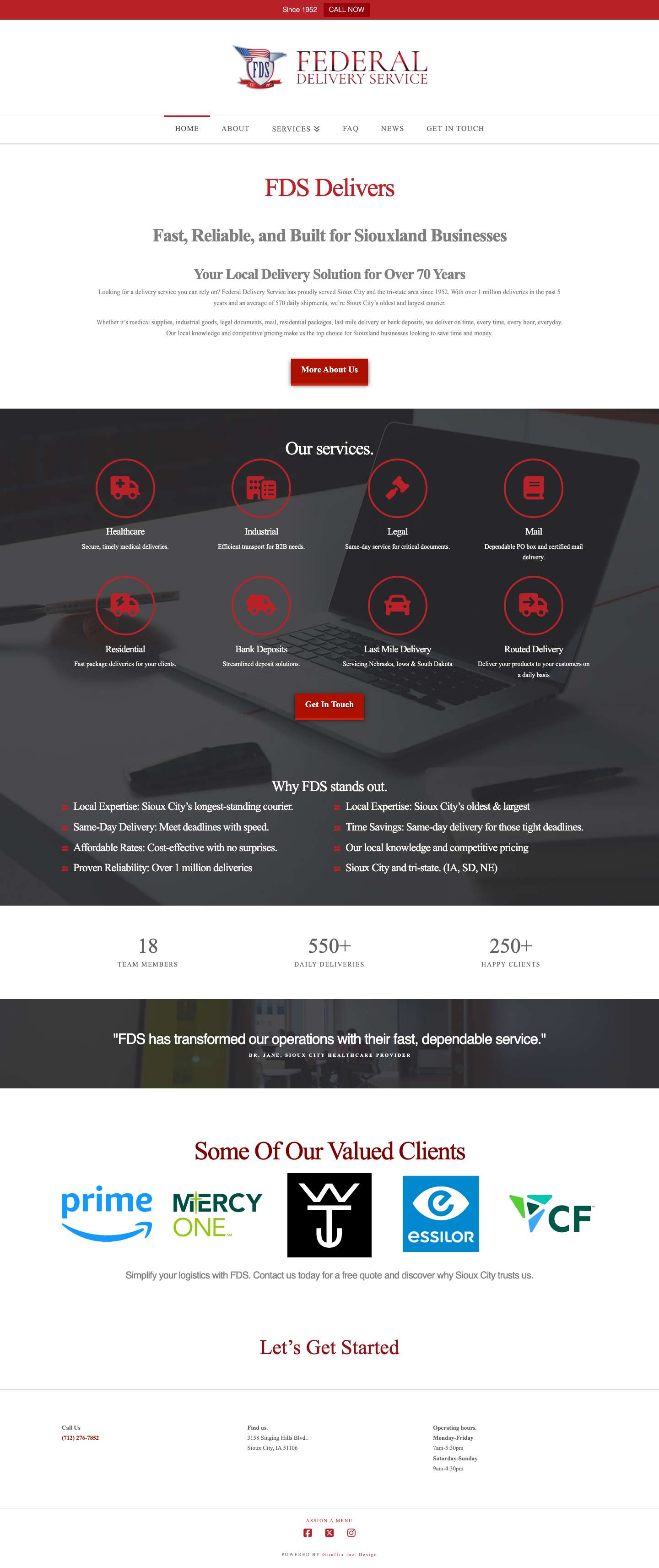 FDS | Same Day Commerical Delivery | Sioux City, Iowa - Full Screenshot