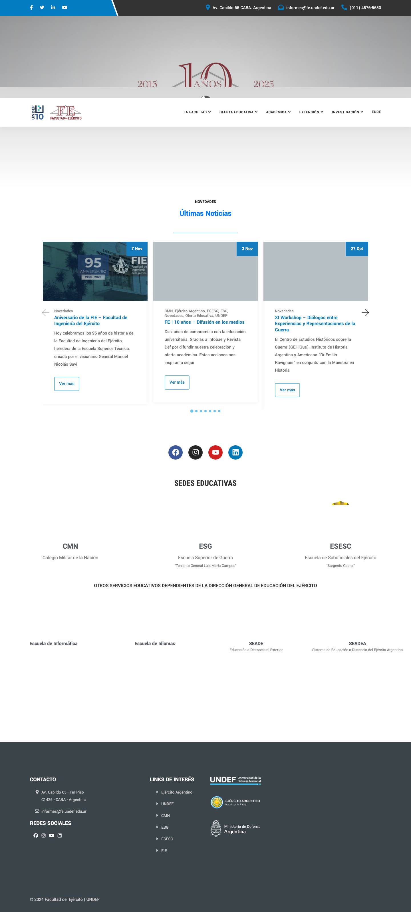 Página de inicio - Facultad del Ejército - Full Screenshot
