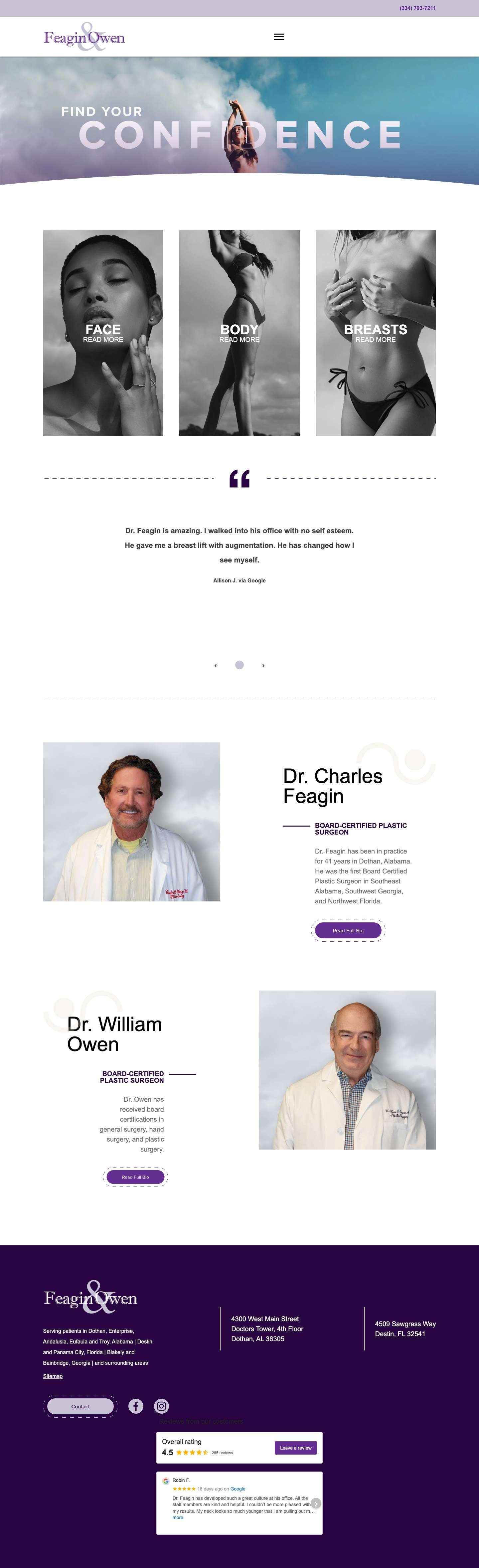 Facial Reconstructive Plastic Surgeon, Body Contouring & Plastic Surgery Clinic Dothan AL - Feagin and Owen Plastic Surgery Center : Feagin and Owen Plastic Surgery CenterFacial Reconstructive Plastic Surgeon, Body Contouring & Plastic Surgery Clinic Dothan AL - Feagin and Owen Plastic Surgery Center - Full Screenshot