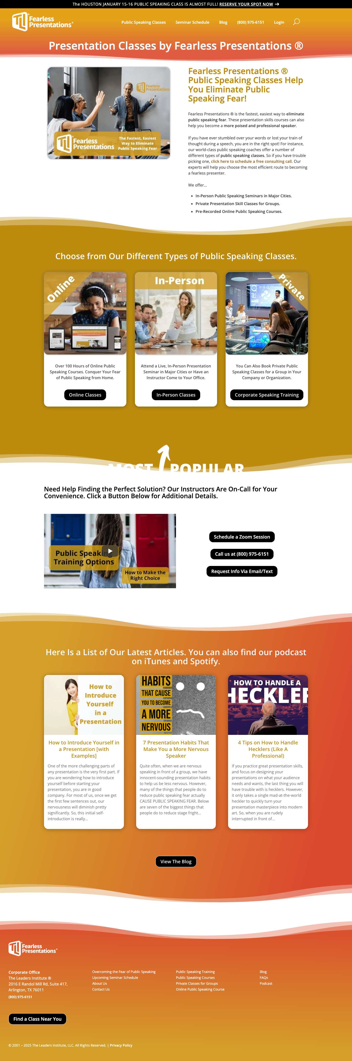 Public Speaking Classes by Fearless Presentations ® - Full Screenshot