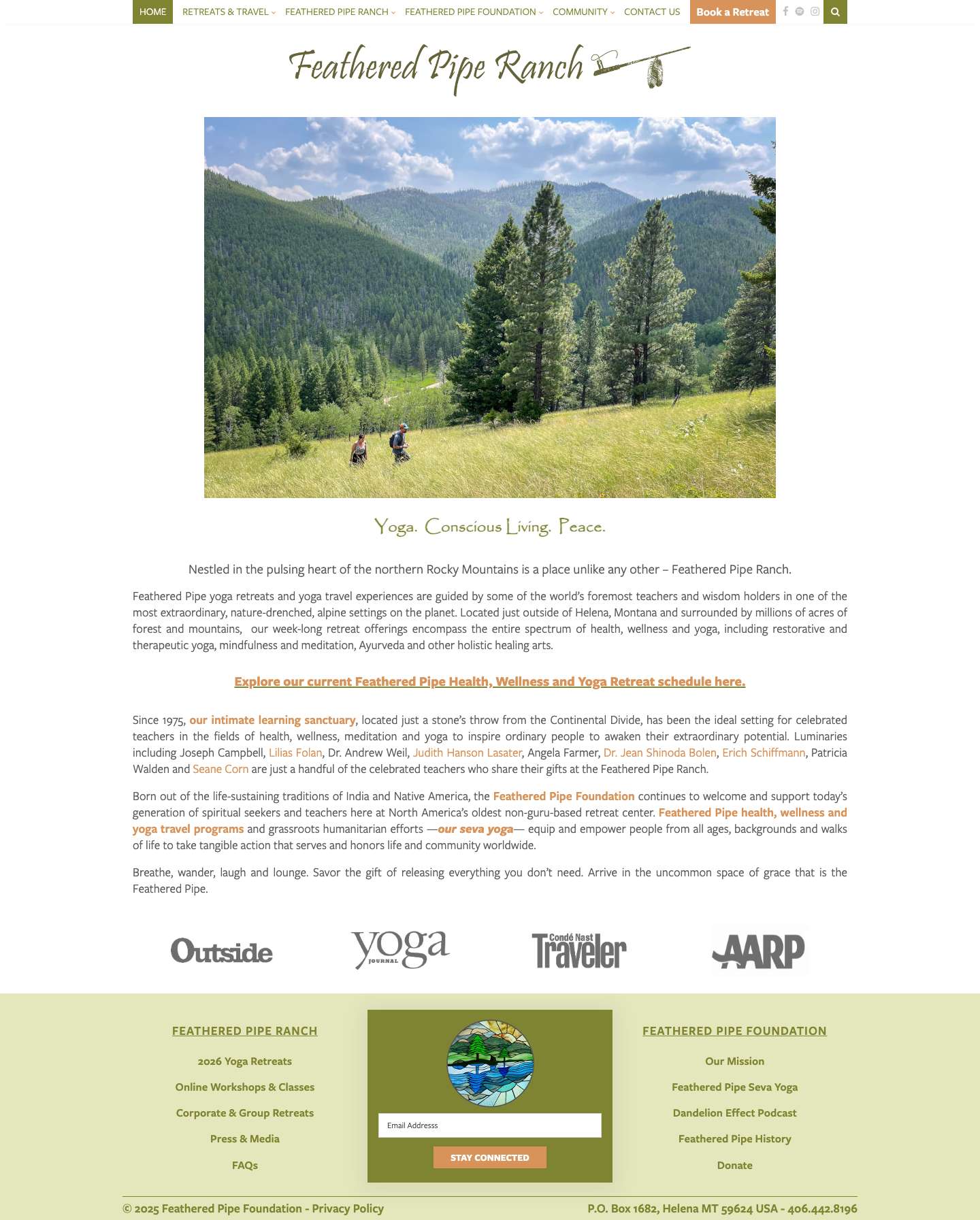 Feathered Pipe: America's finest health, wellness & yoga retreatsFeathered Pipe: America's finest health, wellness & yoga retreats - Full Screenshot