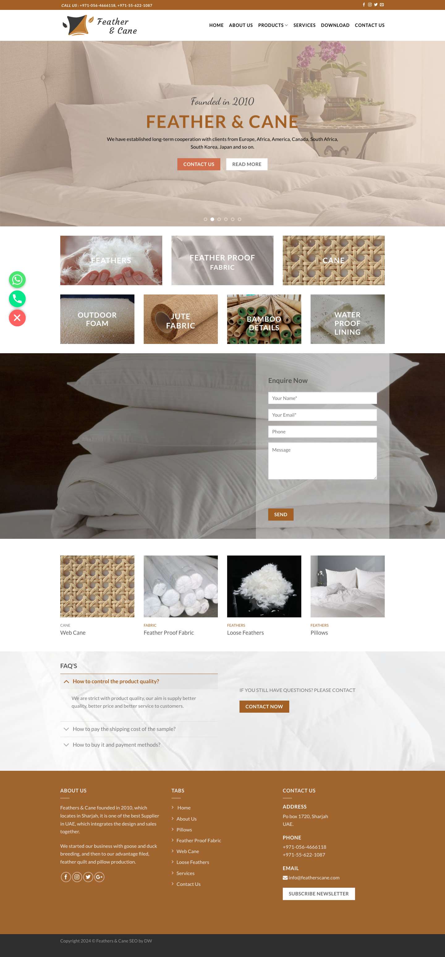 Feathers Supplier in UAE | Feather Cane Dealer in UAE - Full Screenshot