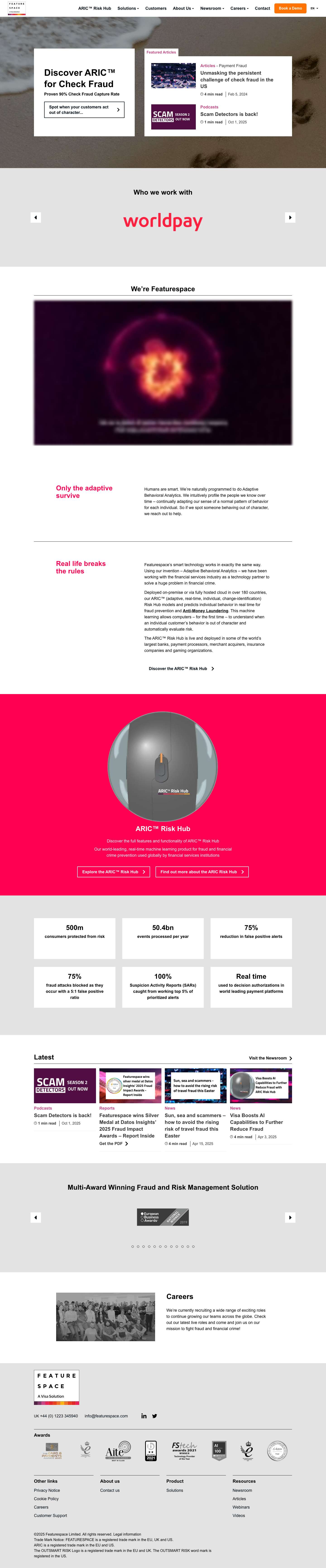 Featurespace | Fraud and Financial Crime Management - Full Screenshot