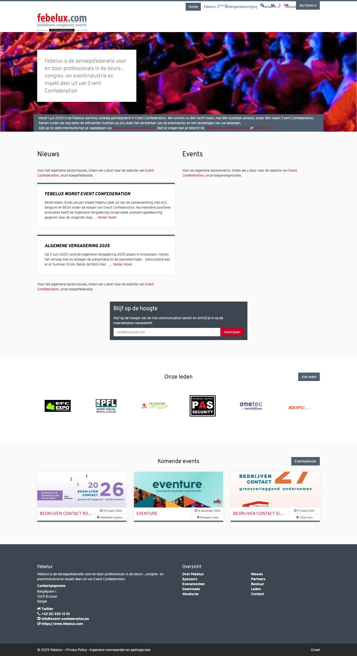 Febelux - Beroepsfederatie voor de live communication industry - Full Screenshot