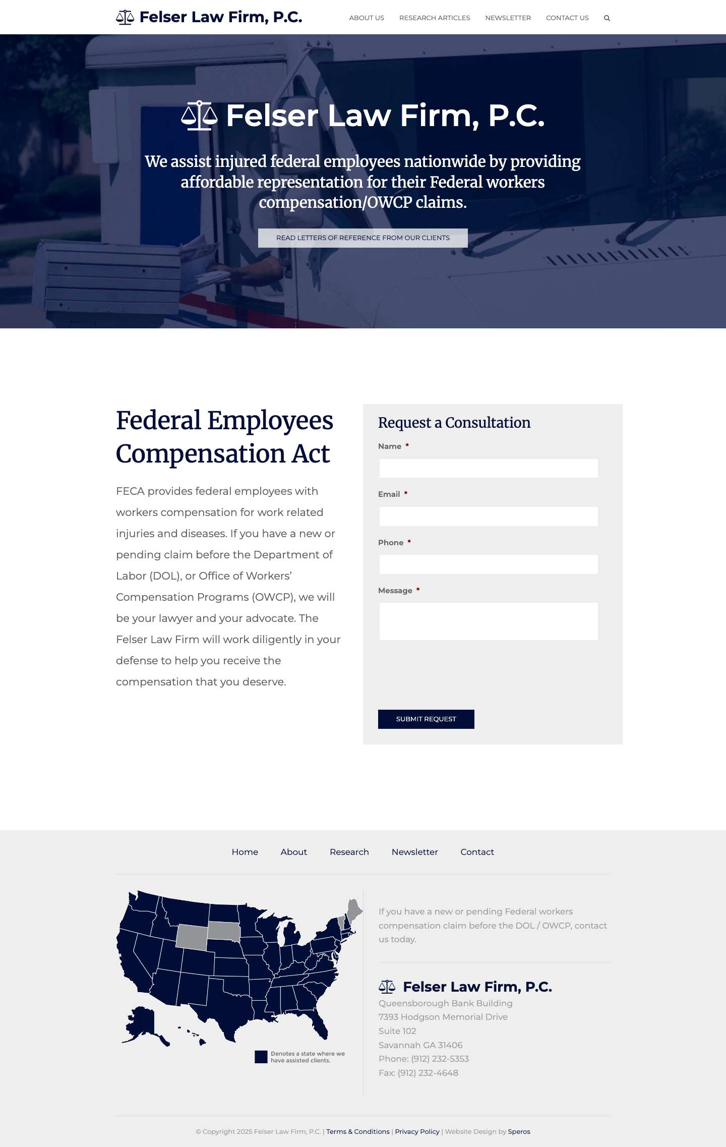 Federal Workers Compensation Attorney - The Felser Law Firm - Full Screenshot