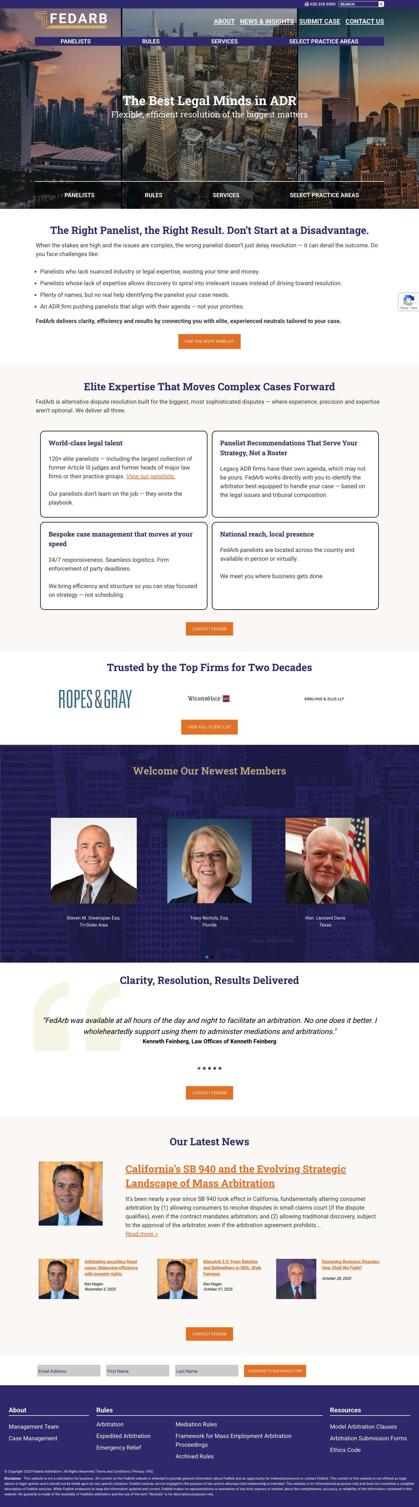 FedArb ADR | Elite Neutrals for Complex Arbitration & Mediation - Full Screenshot
