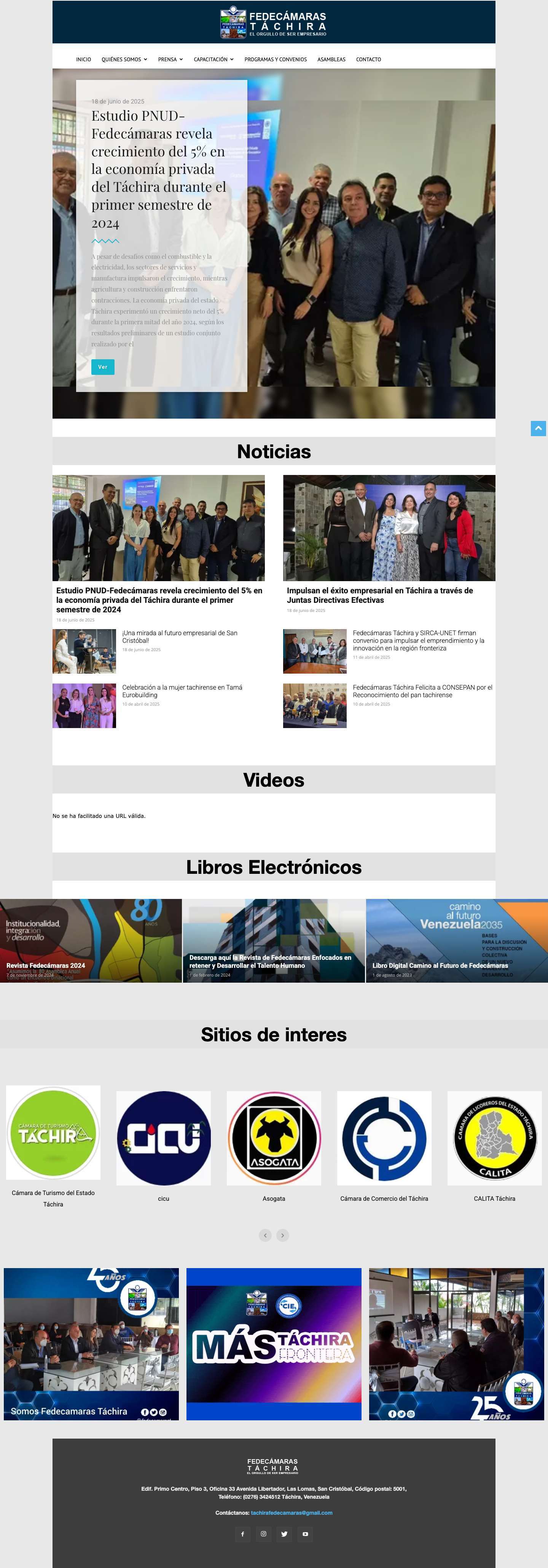 Inicio - Fedecamaras Táchira - Full Screenshot