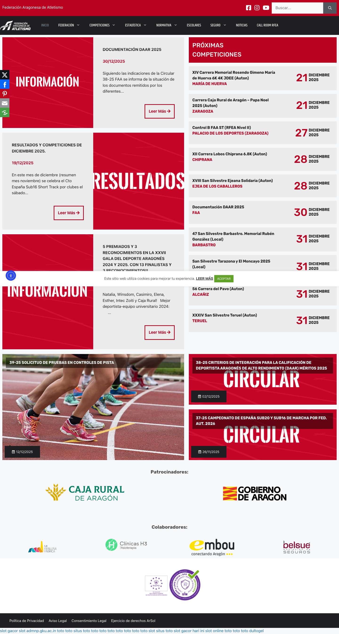 Federación Aragonesa de Atletismo - Atletismo Aragonés - Full Screenshot