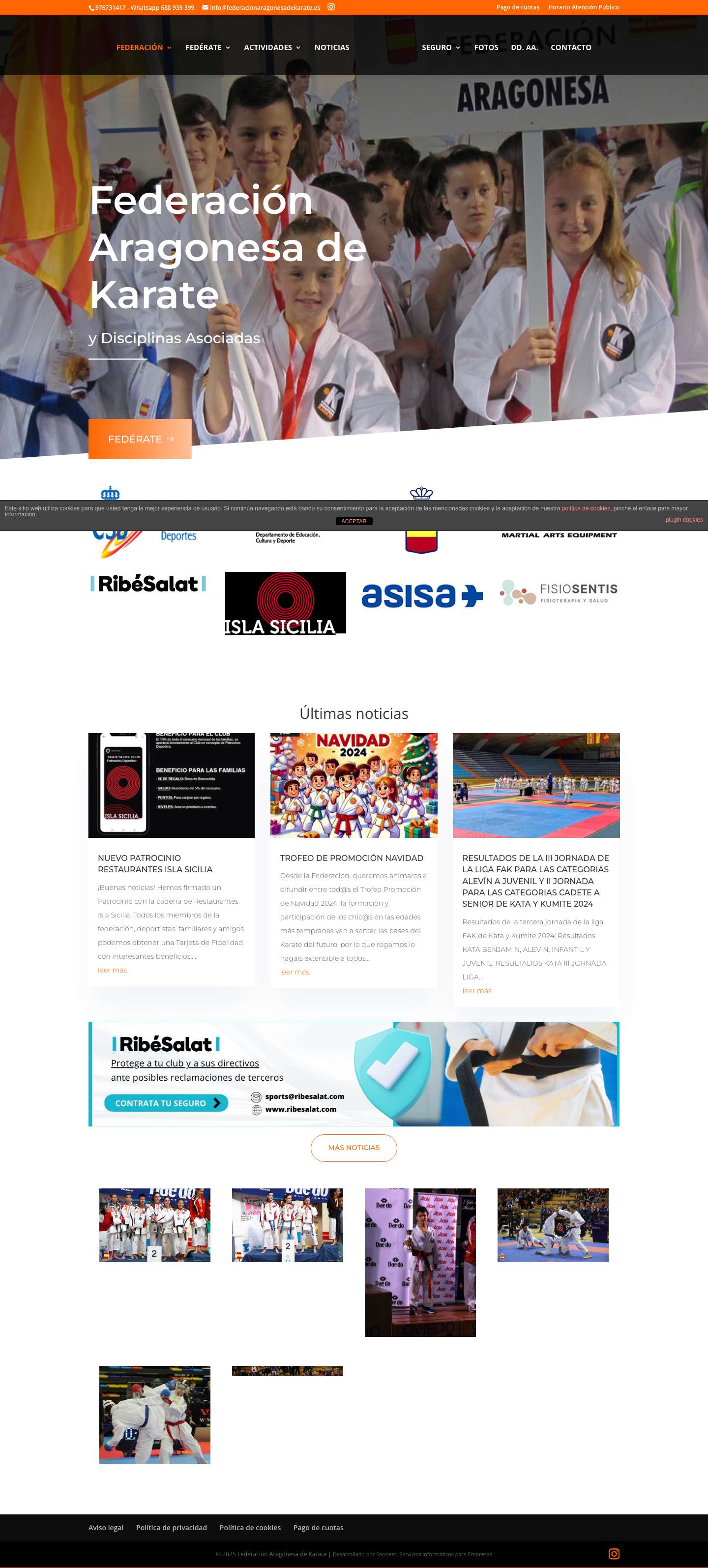 Federación Aragonesa de Kárate | y disciplinas asociadas - Full Screenshot
