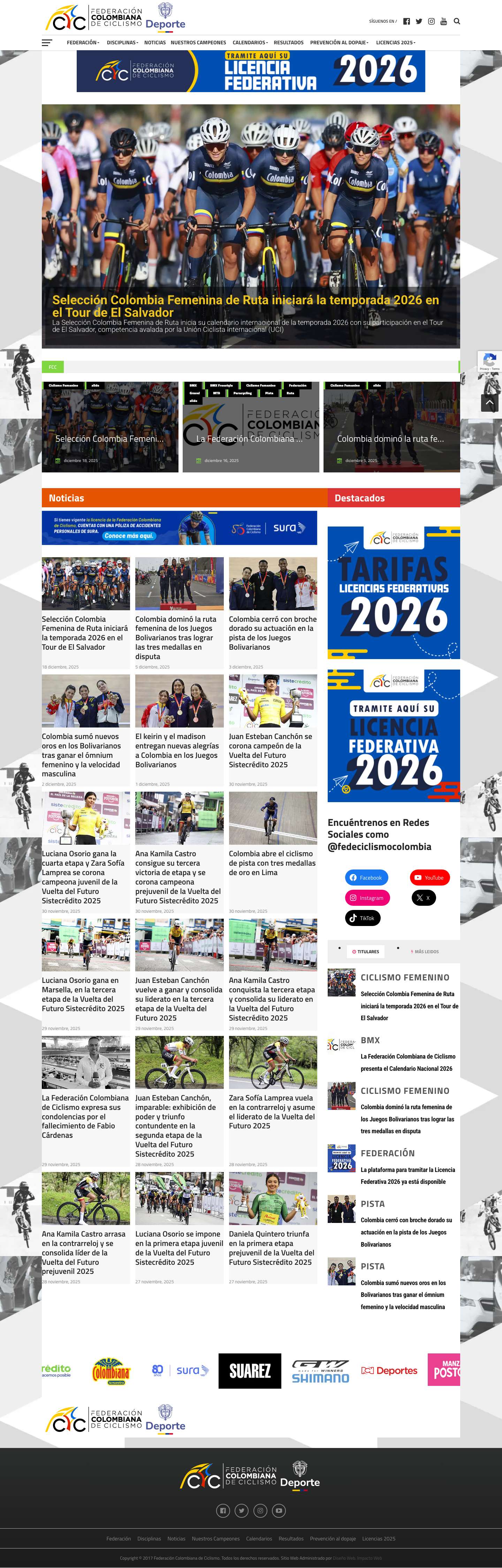 Federación Colombiana de Ciclismo - Federación Colombiana de Ciclismo - Full Screenshot