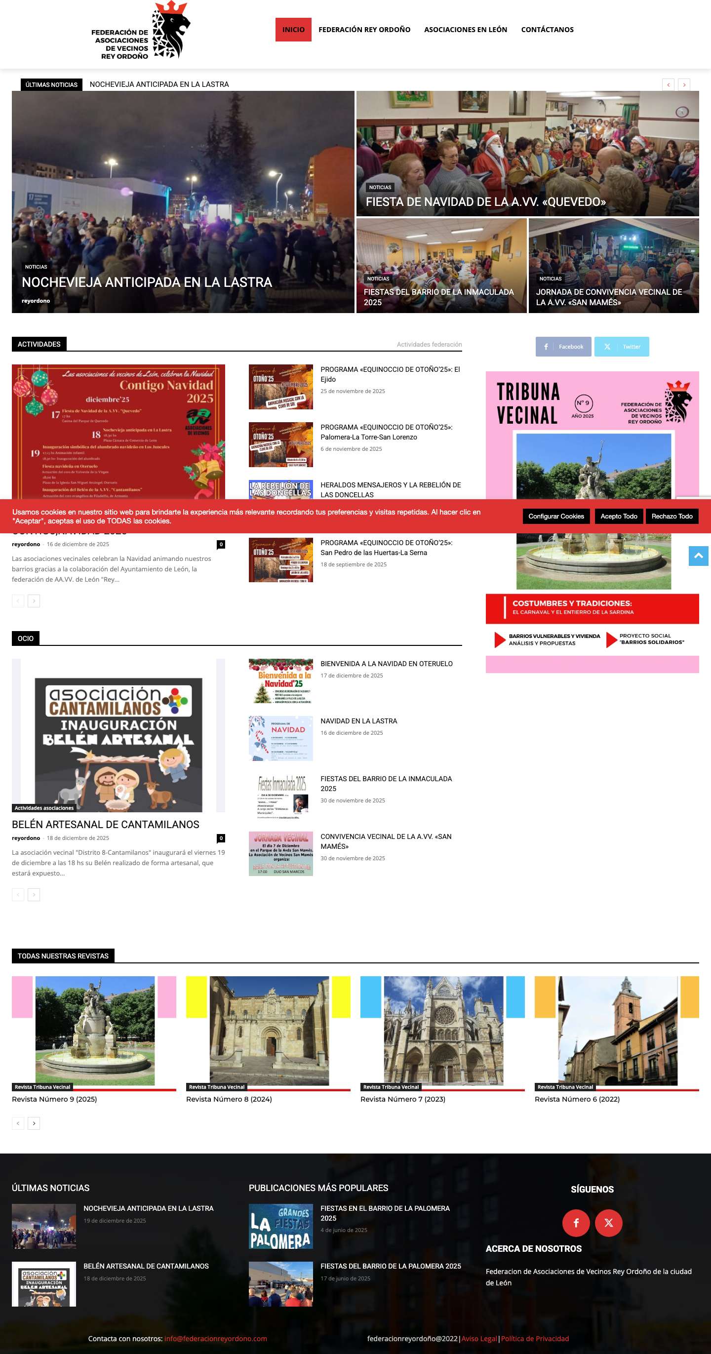 Federación Rey Ordoño, Noticias, Eventos y Actividades de la Asociación de Vecinos - Full Screenshot