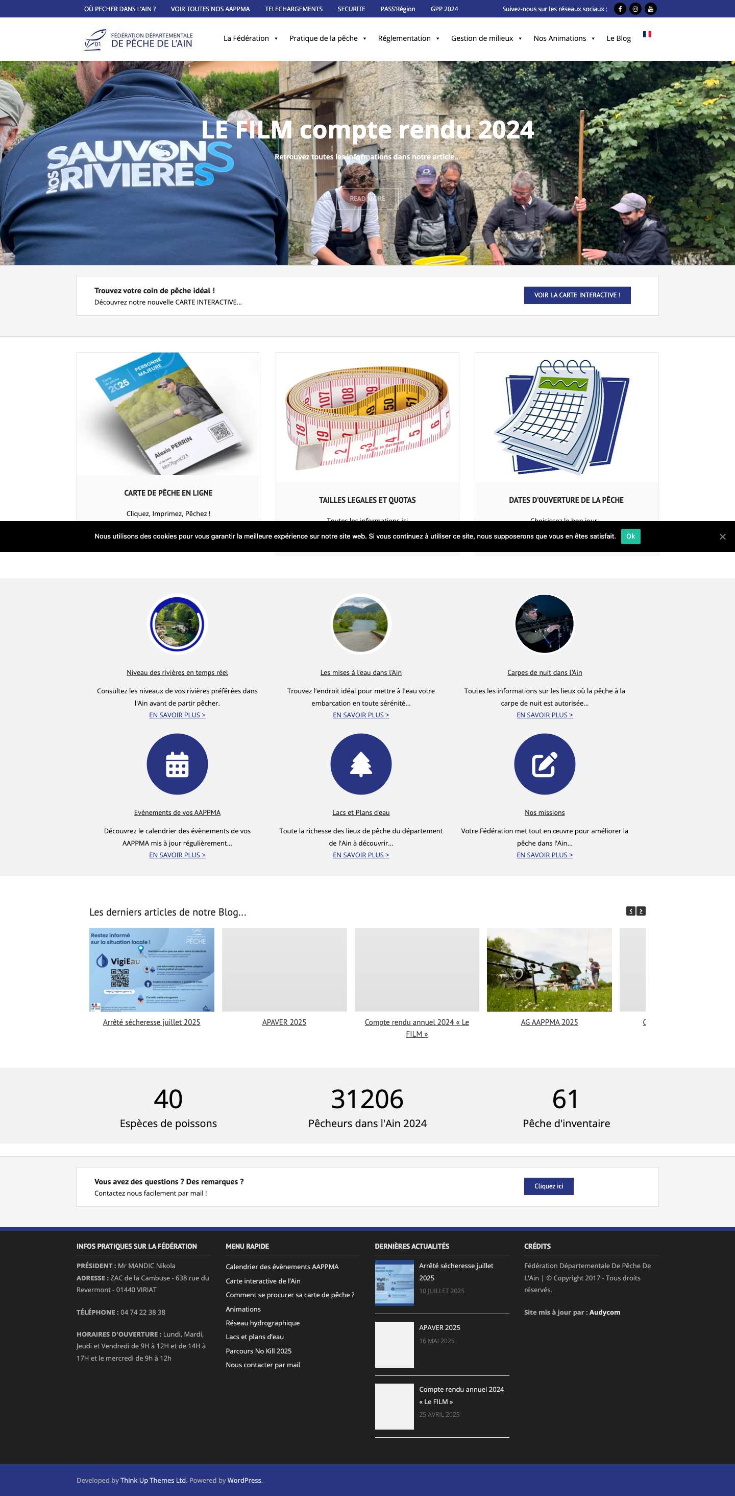 Accueil - Fédération départementale de pêche de l'Ain - Full Screenshot