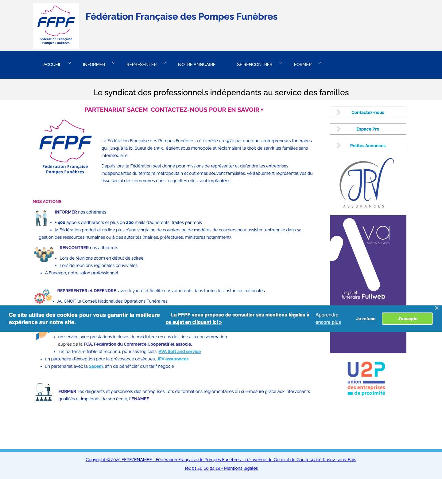 Fédération Française des Pompes Funèbres - Full Screenshot